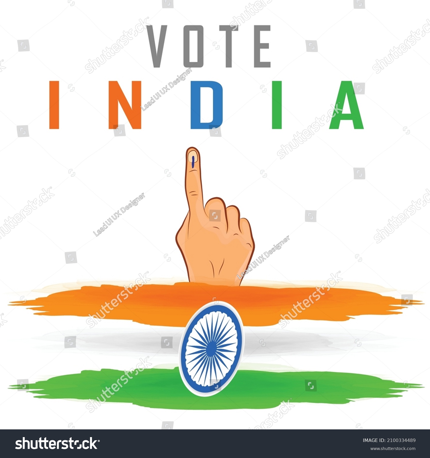 Vote Hand India Election India Map Stock Vector (Royalty Free) 2100334489