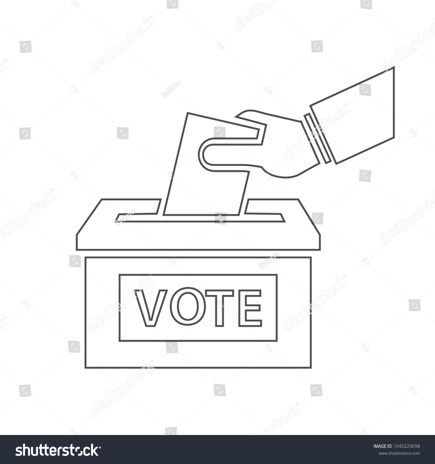 Voting Outline Icon Concept Hand Putting Stock Vector (Royalty Free ...