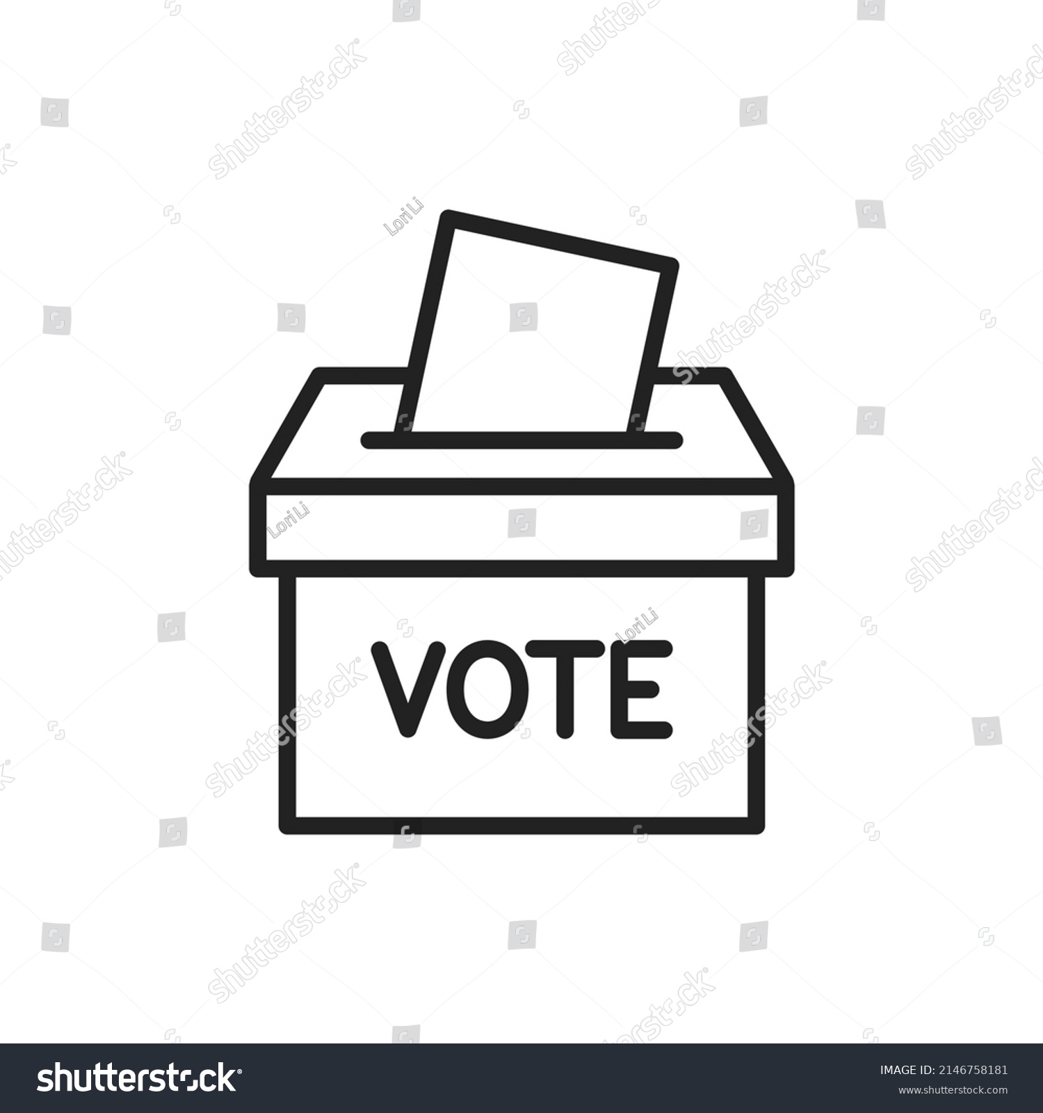 Voting Paper Ballot Box Outline Icon Stock Vector (Royalty Free ...