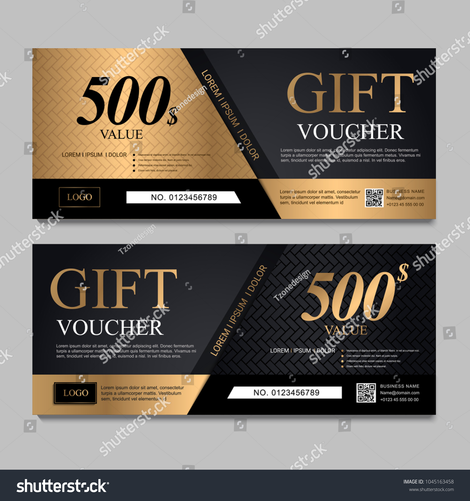 Voucher Template Black Gold Certificate Background Stock Vector Royalty Free