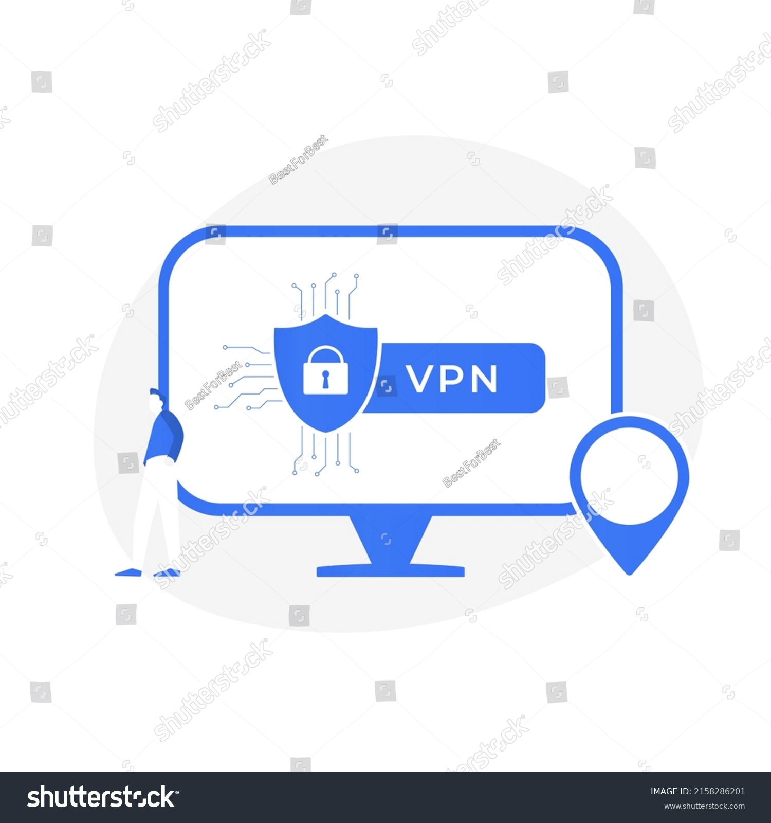 Vpn Virtual Private Network Software Computers Stock Vector (Royalty ...
