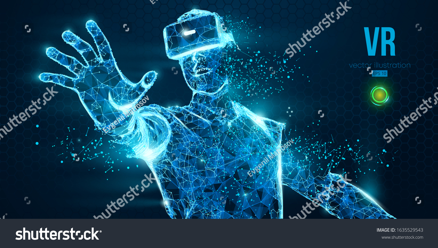 Vr Headset Holographic Low Poly Wireframe Stock Vector Royalty Free