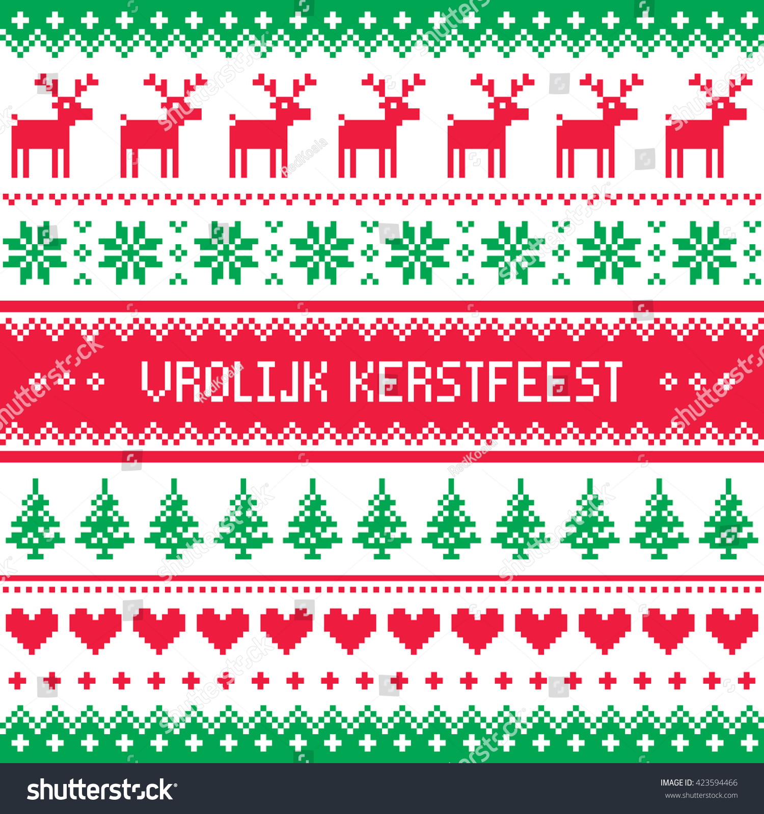 Vrolijk Kerstfeest Greetings Card Merry Christmas Stock Vector (Royalty