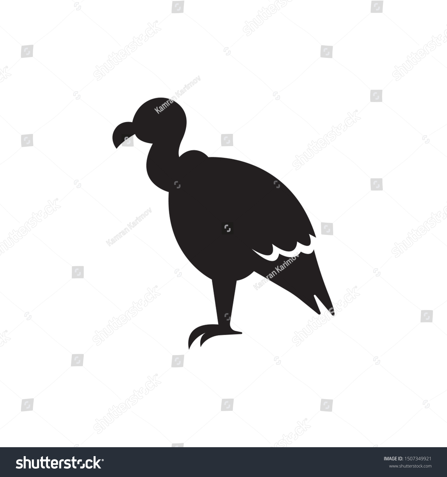 Vektor Stok Vulture Silhouette Vector On White Background Tanpa