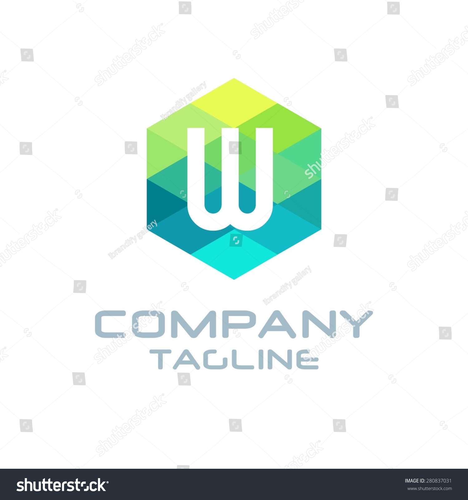 W Letter Logo Icon Hexagon Mosaic Pattern Design Template Element ...