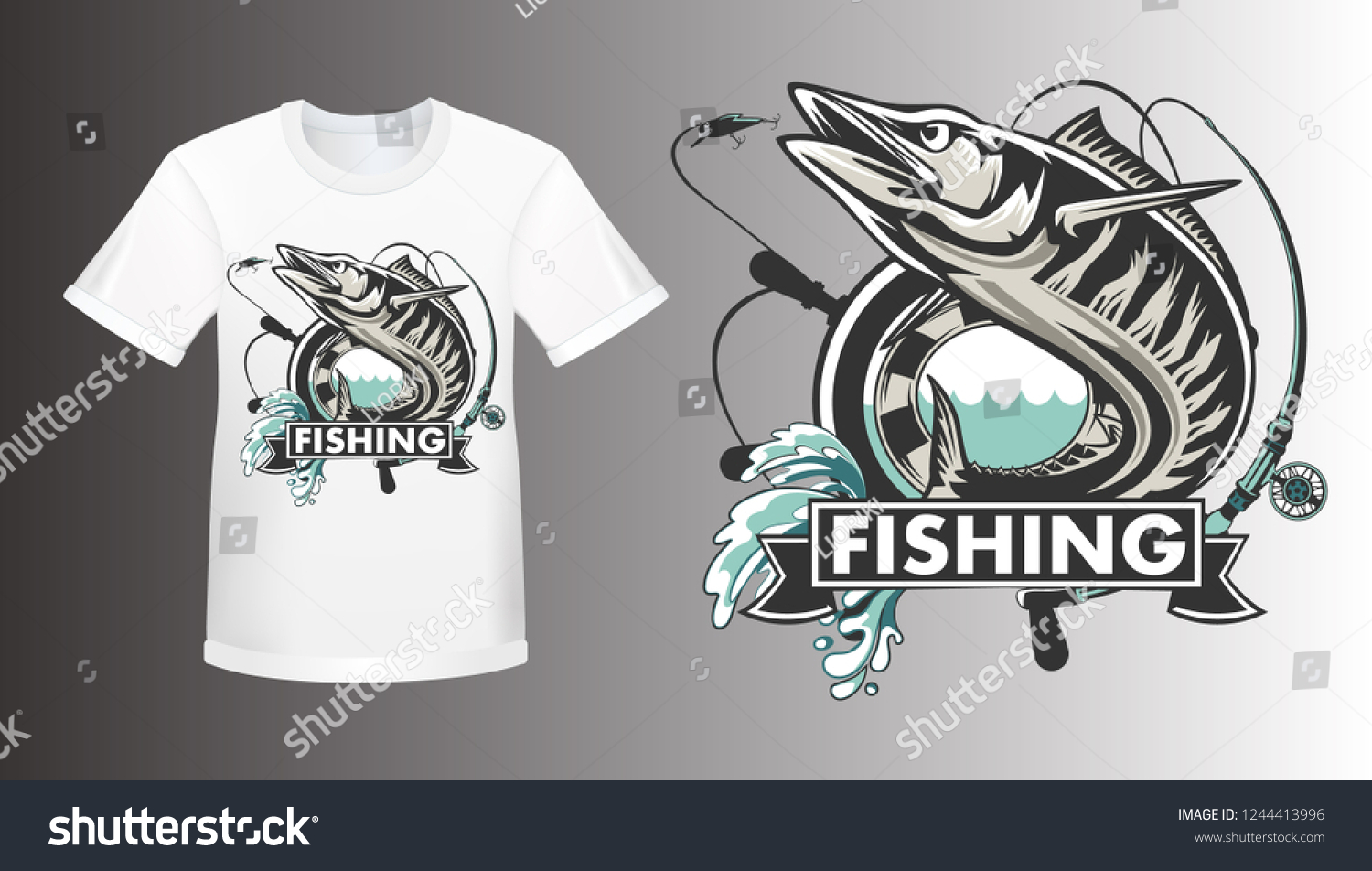 Download Wahoo Fish Shirt Mockup Fishing Logo Stock Vector Royalty Free 1244413996