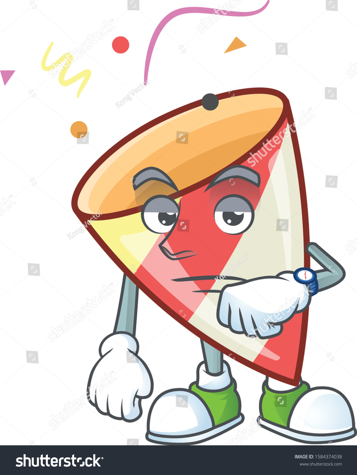 Waiting Exploding Confetti On Cartoon Mascot Stock Vector (Royalty Free ...