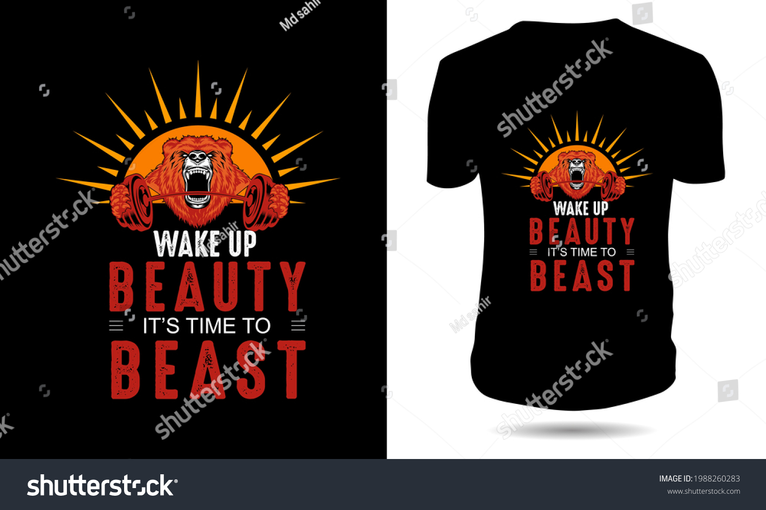 SVG of wake up beauty it's time to beast gym tshirt design svg