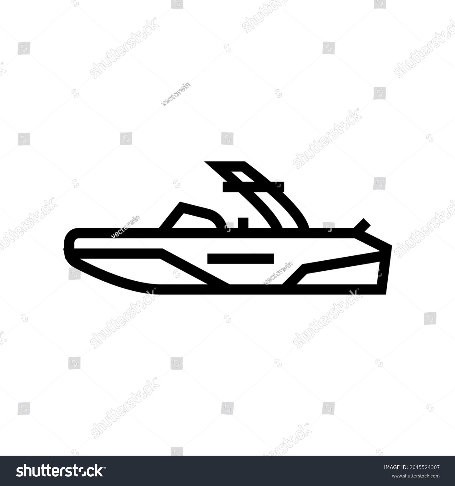 SVG of wakeboard ski boat line icon vector. wakeboard ski boat sign. isolated contour symbol black illustration svg