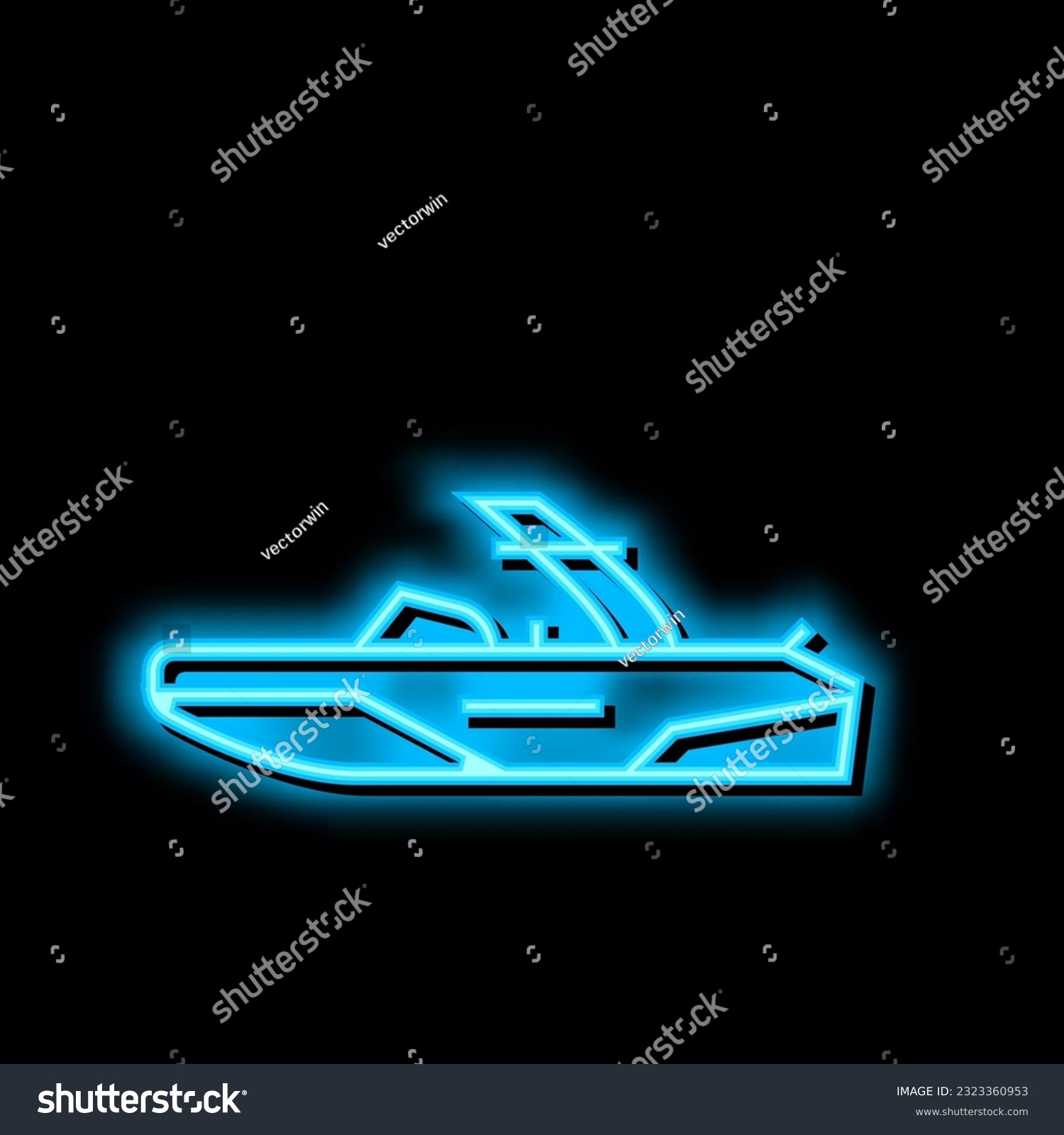 SVG of wakeboard ski boat neon light sign vector. wakeboard ski boat illustration svg