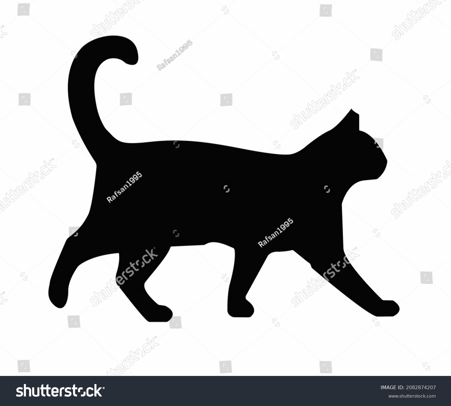 Walking Cat Vector Icon White Background Stock Vector (Royalty Free ...