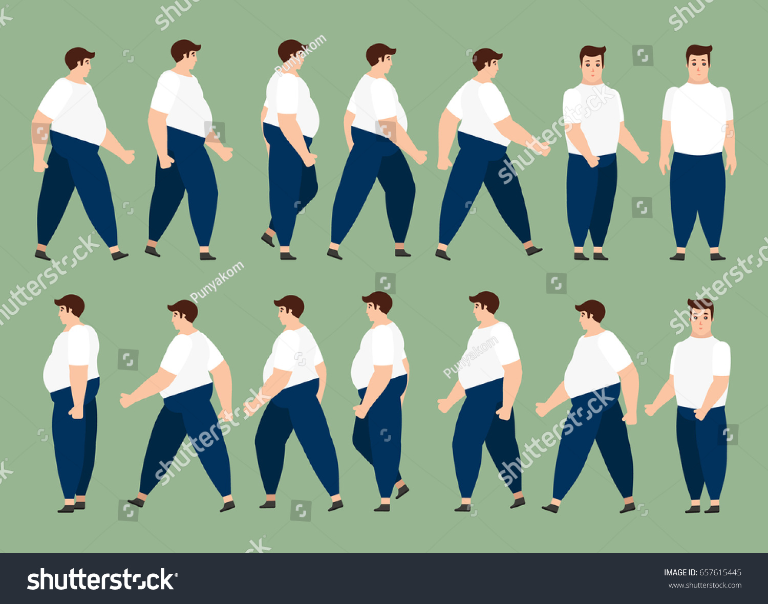 Fat Man Walking Cartoon