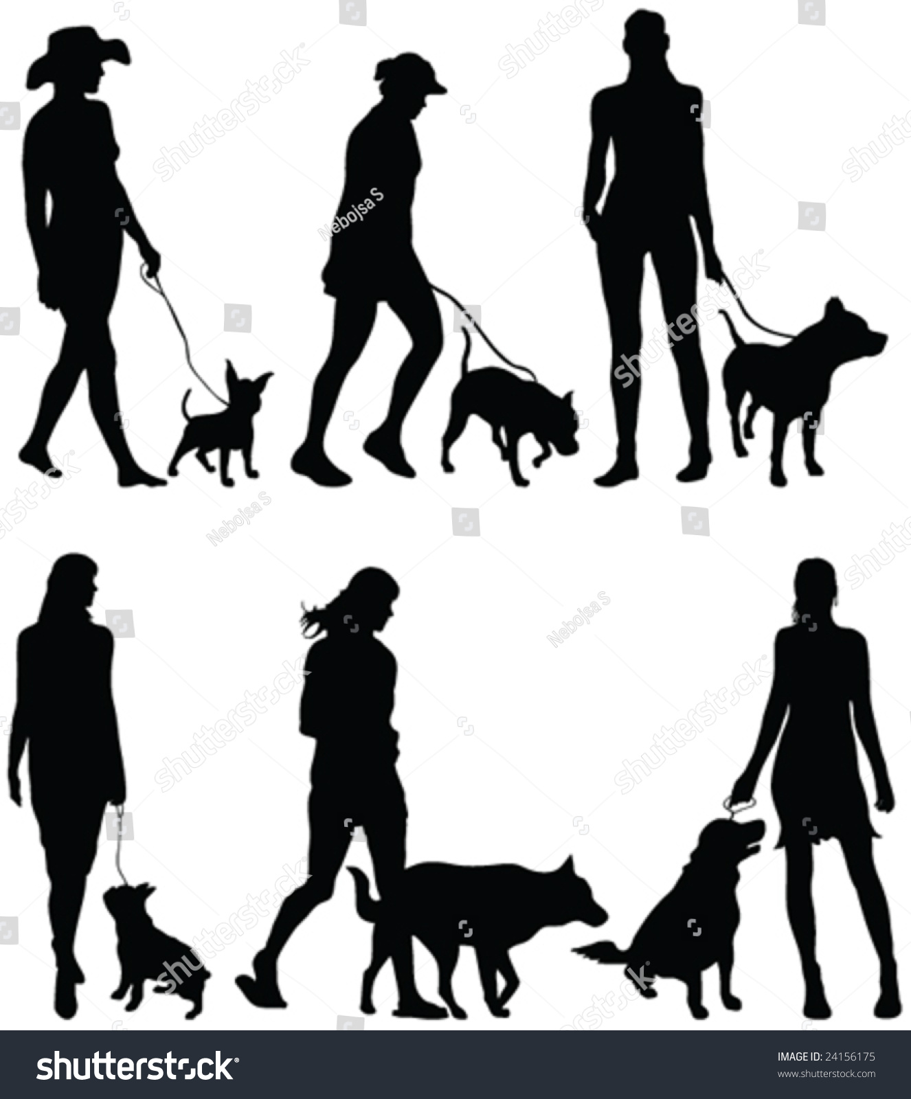 Walking Dog Silhouettes Vector Stock Vector 24156175 - Shutterstock