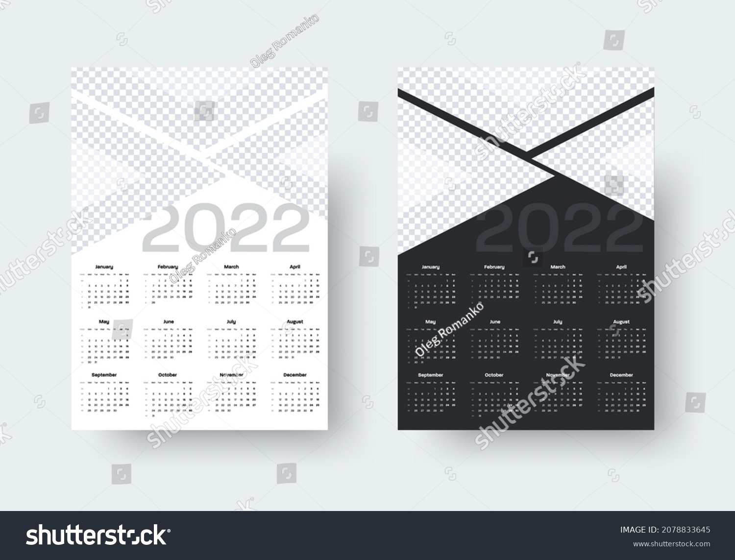 Wall Calendar Template 2022 Week Numbering Stock Vector Royalty Free 2078833645 3736