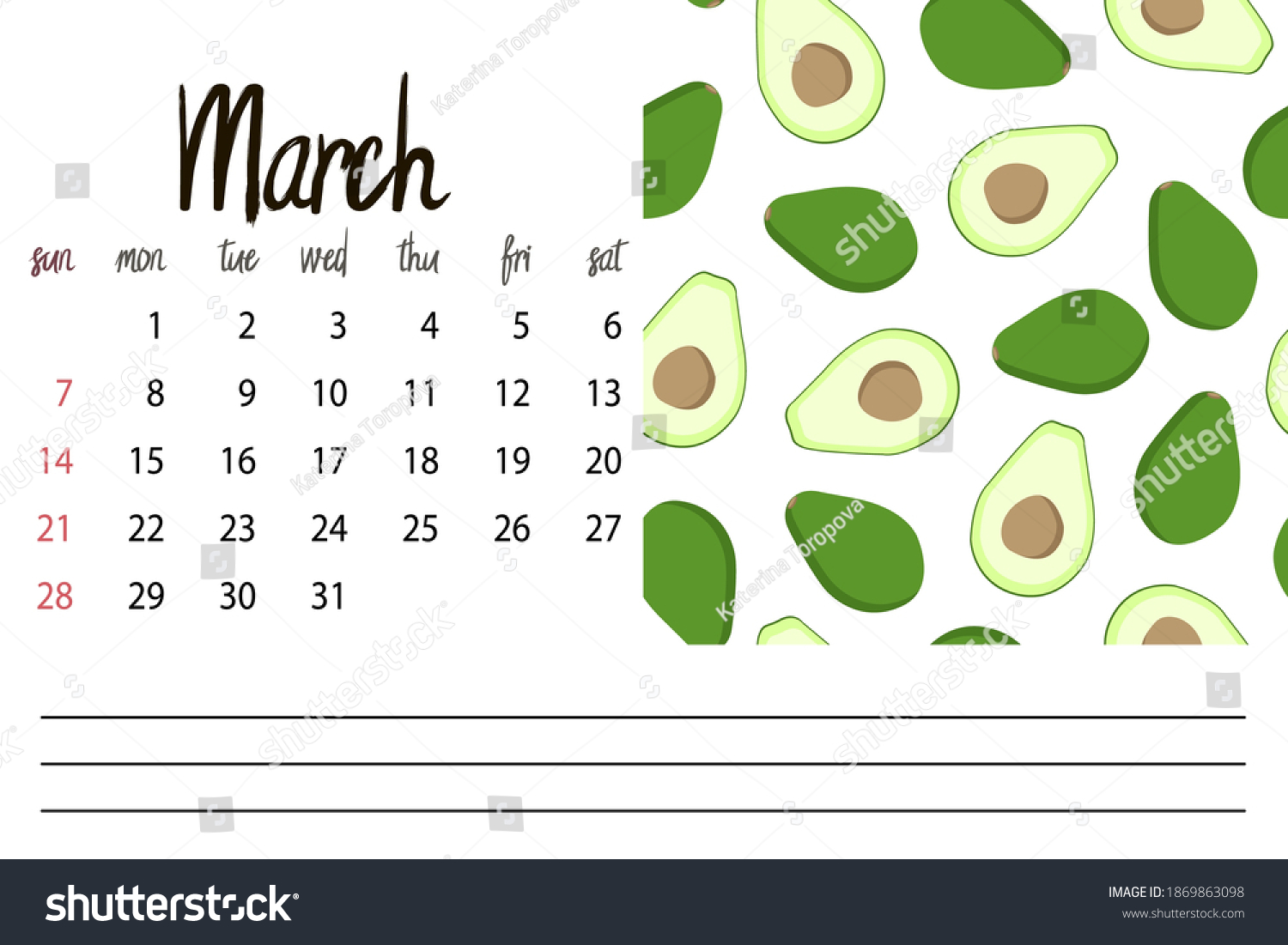 Wall Calendar 2021 Yearly Planner March Stock Vector (Royalty Free ...