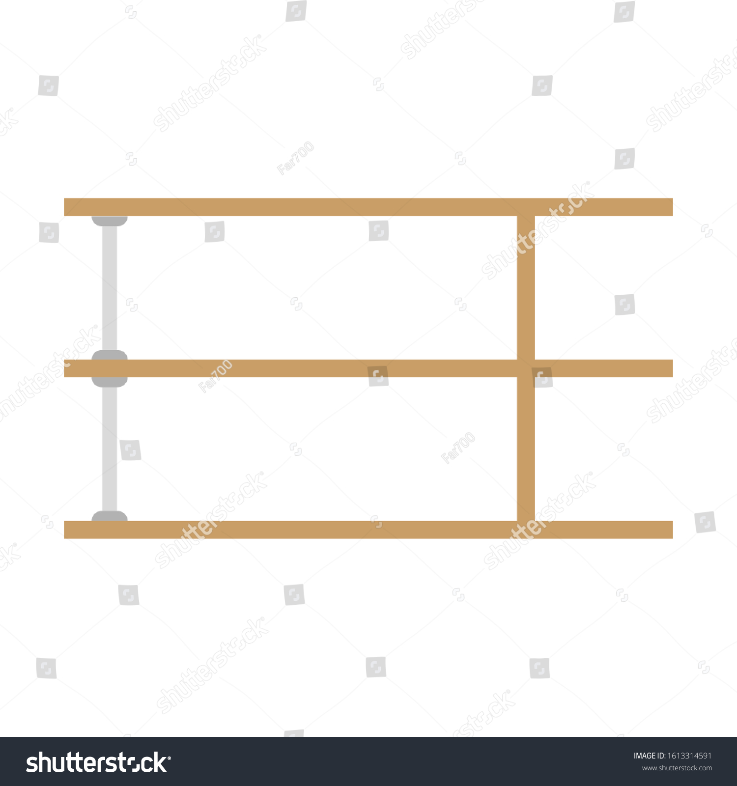 Wall Mounted Wooden Bookshelf Vector Drawing Stock Vector Royalty Free