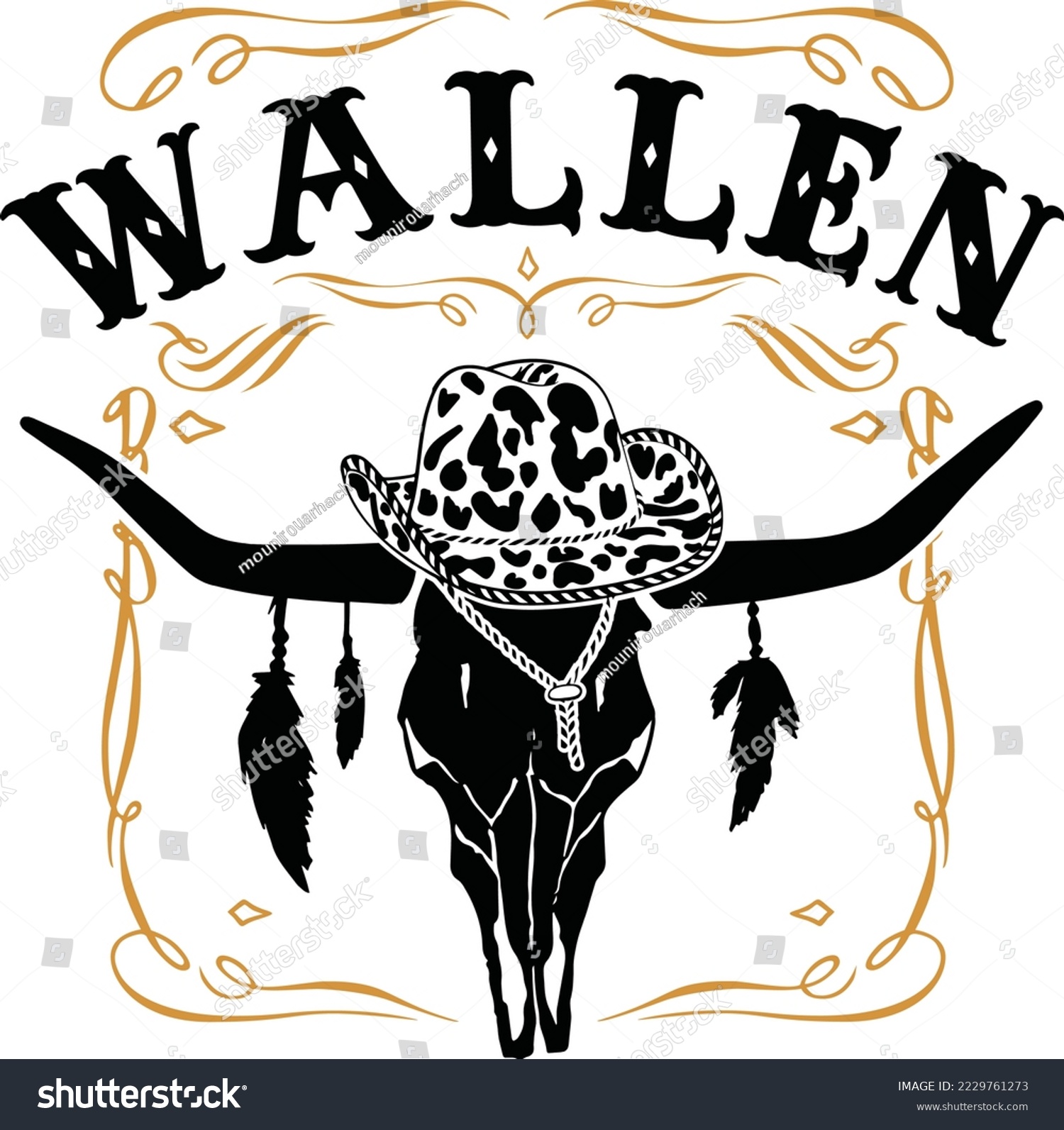 SVG of wallen bull skull yellow and black design in a white background 02 svg