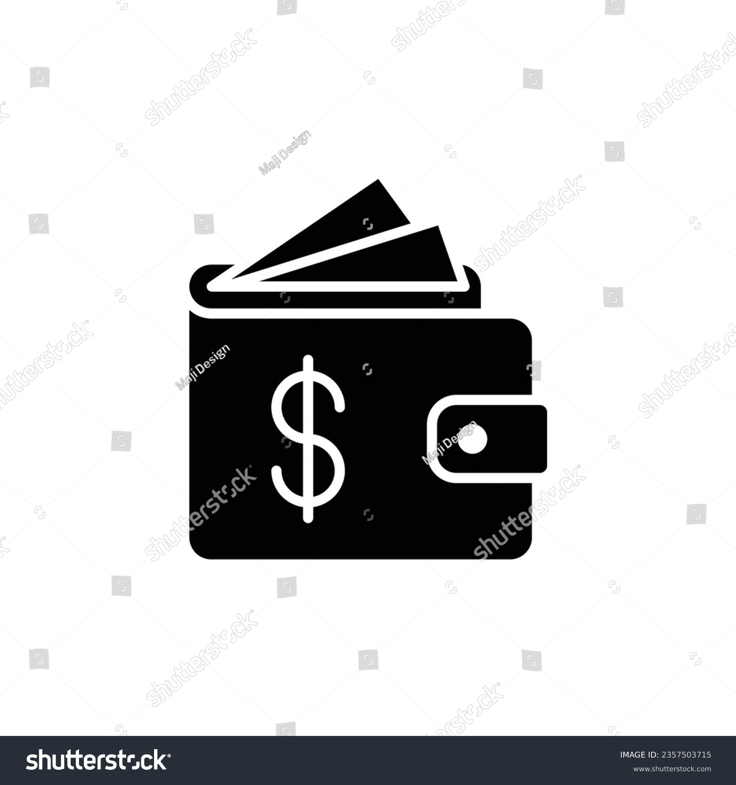 SVG of Wallet icon. Simple solid style. Affordable, investment, money, cash, dollar, bill, payment, business, finance concept. Black silhouette, glyph symbol. Vector isolated on white background. SVG. svg