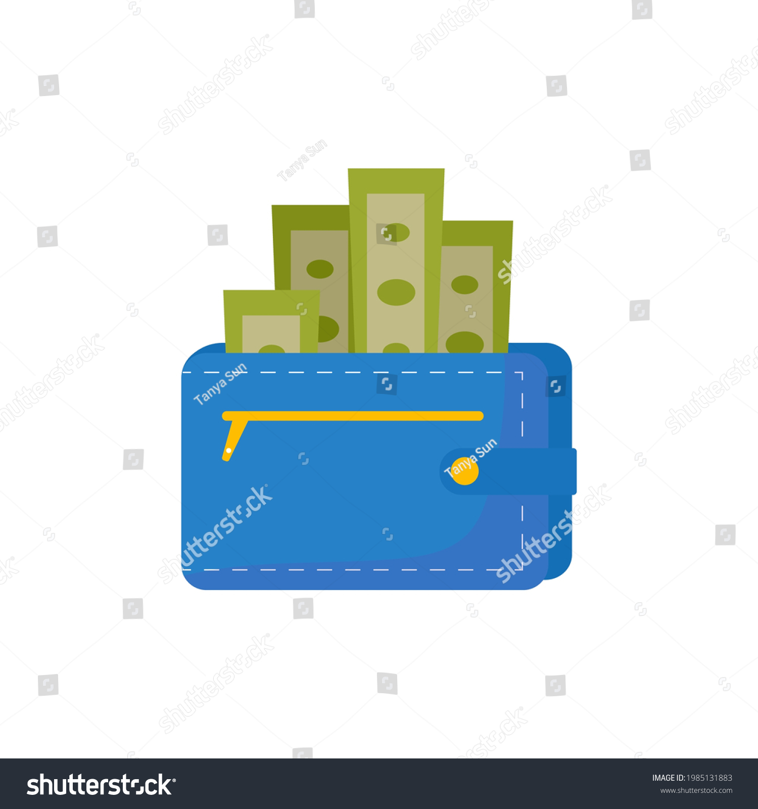 Wallet Full Money Vector Flat Cartoon Stock Vector (Royalty Free ...