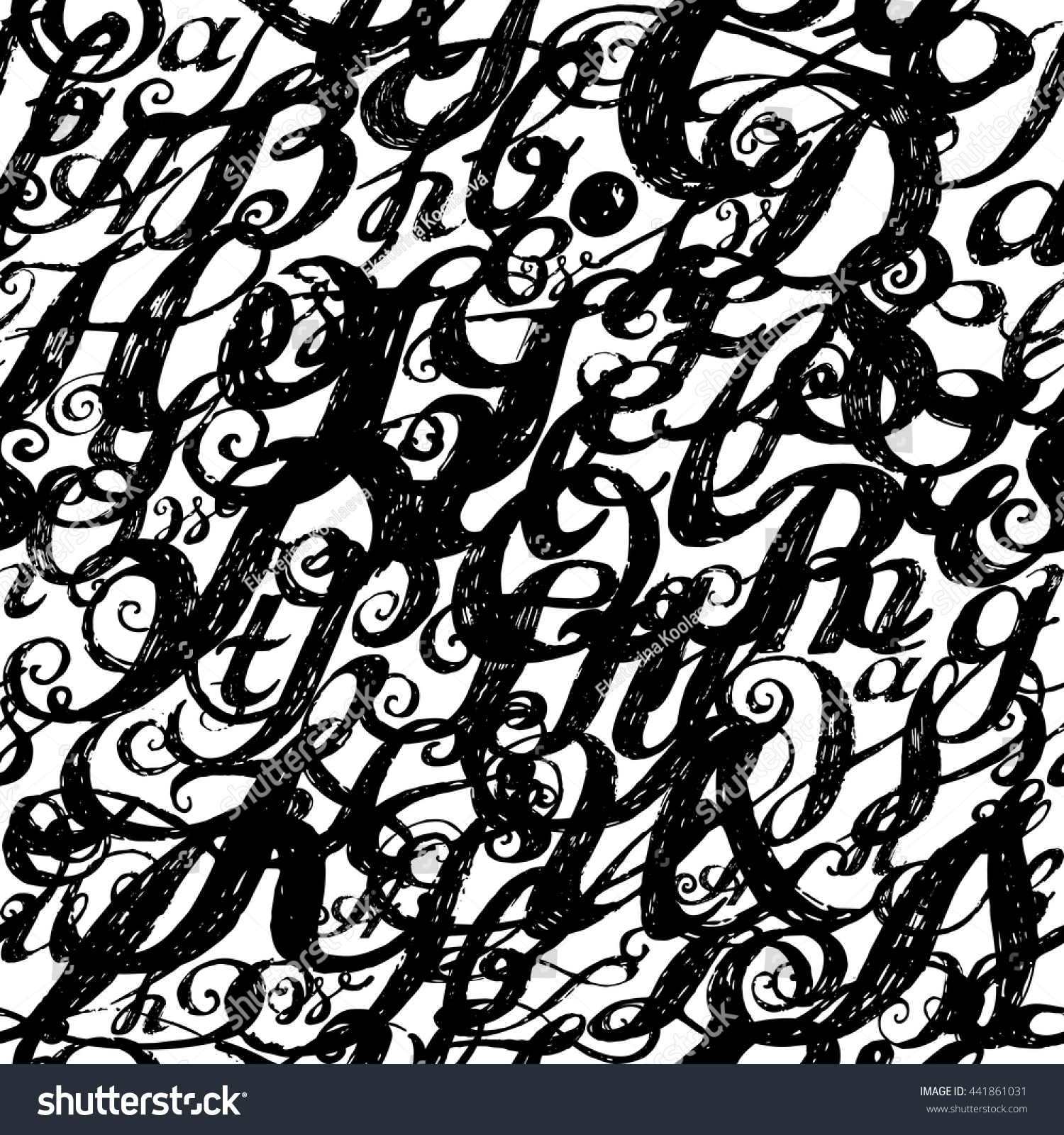 Wallpaper Seamless Pattern Calligraphy Alphabet Typeset Stock Vector