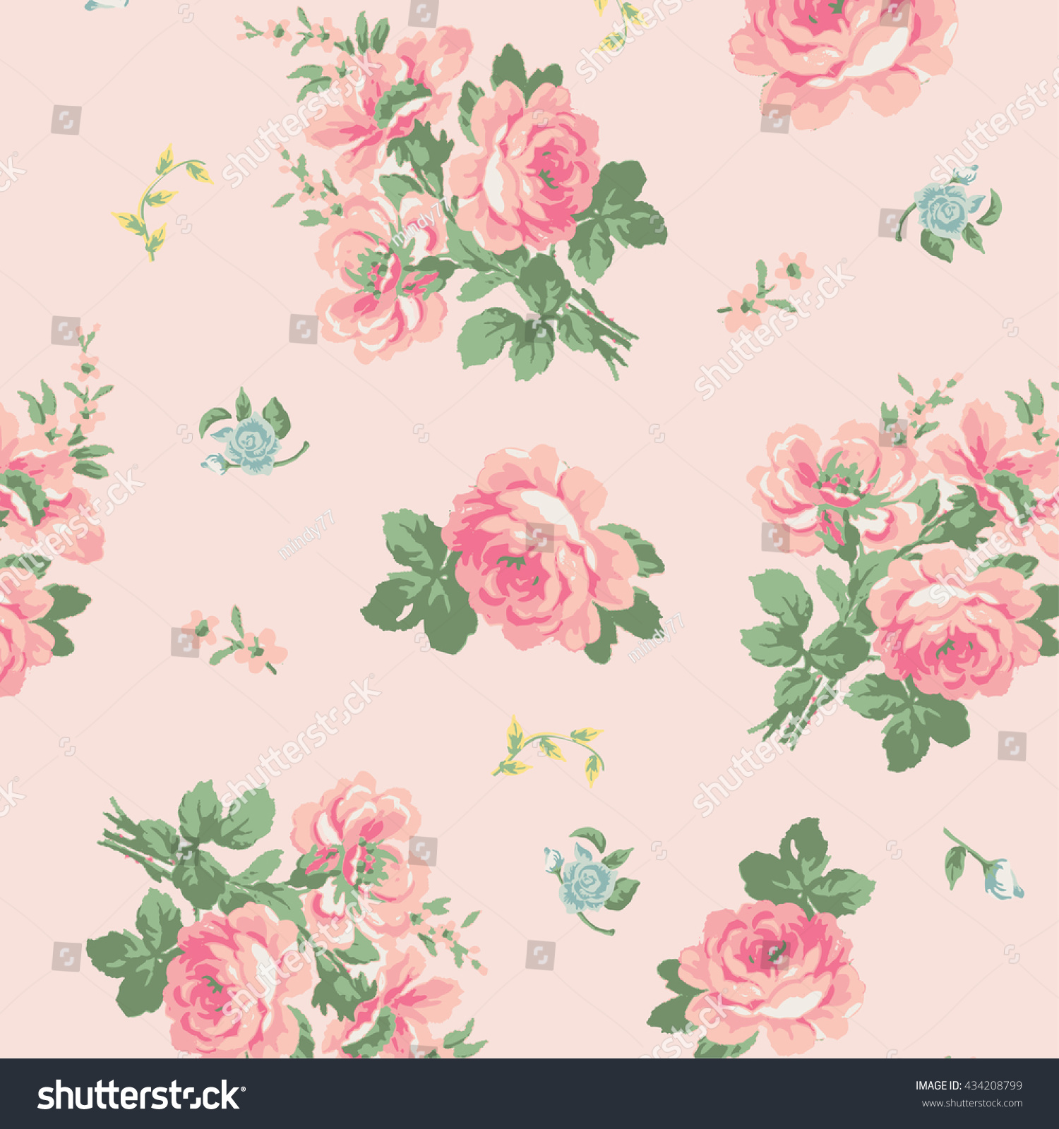 Wallpaper Vintage Pink Flower Pattern Stock Vector Royalty Free