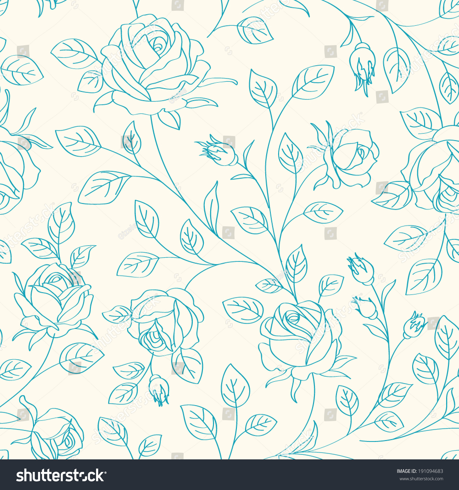 Wallpaper With Roses Stock Vector Illustration 191094683 : Shutterstock