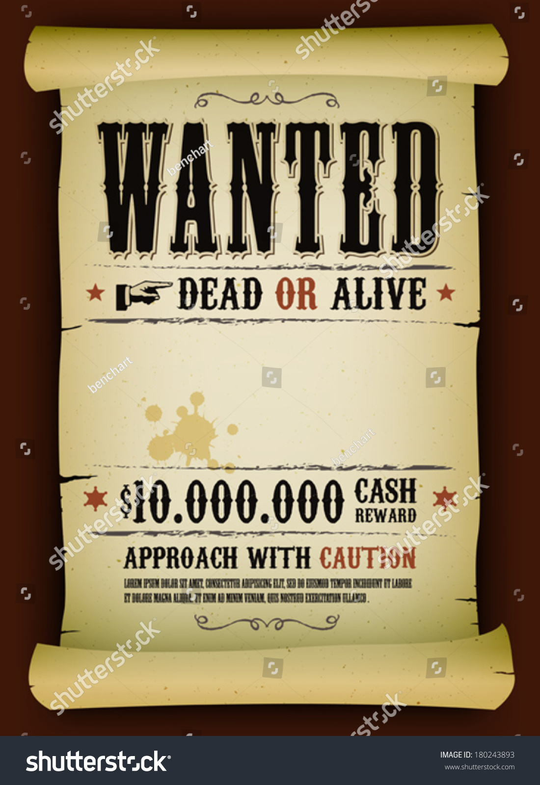 "vintage_wanted_poster" Images, Stock Photos & Vectors | Shutterstock