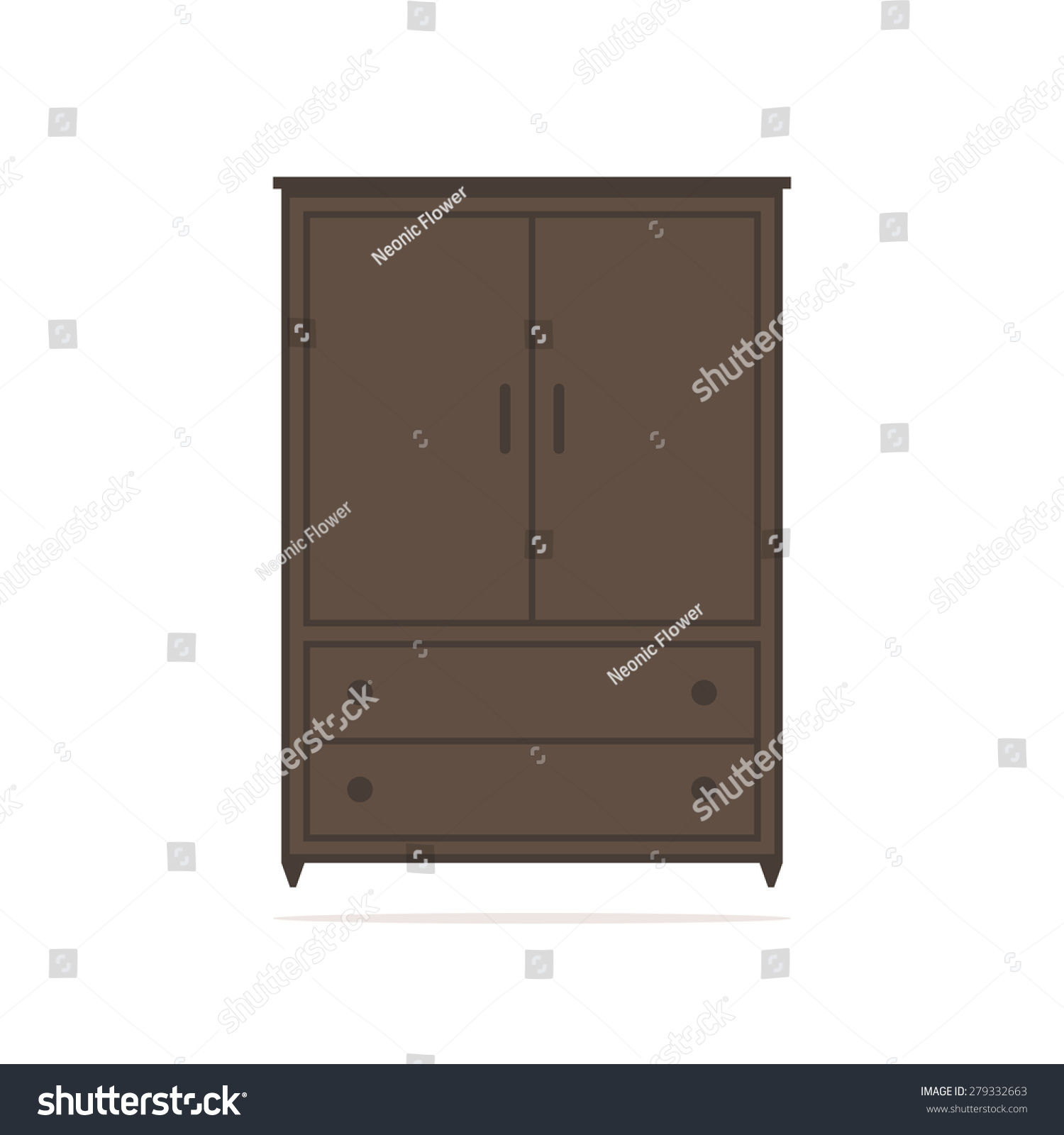 Wardrobe Isolated Icon Brown Wardrobe Stock Vector