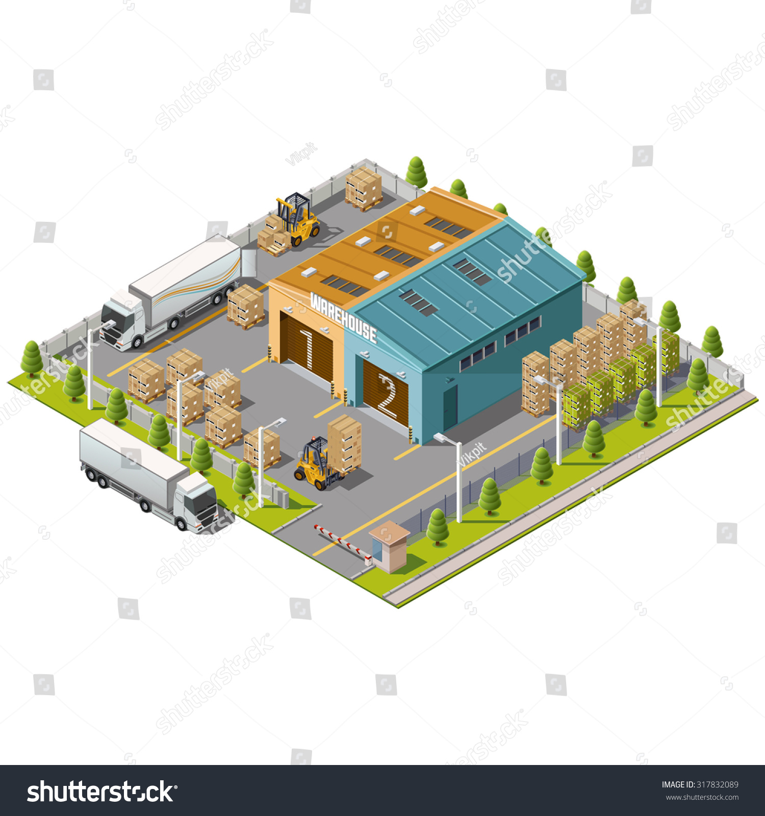 Warehouse Industrial Area Seating Loading Unloading Stock Vector ...