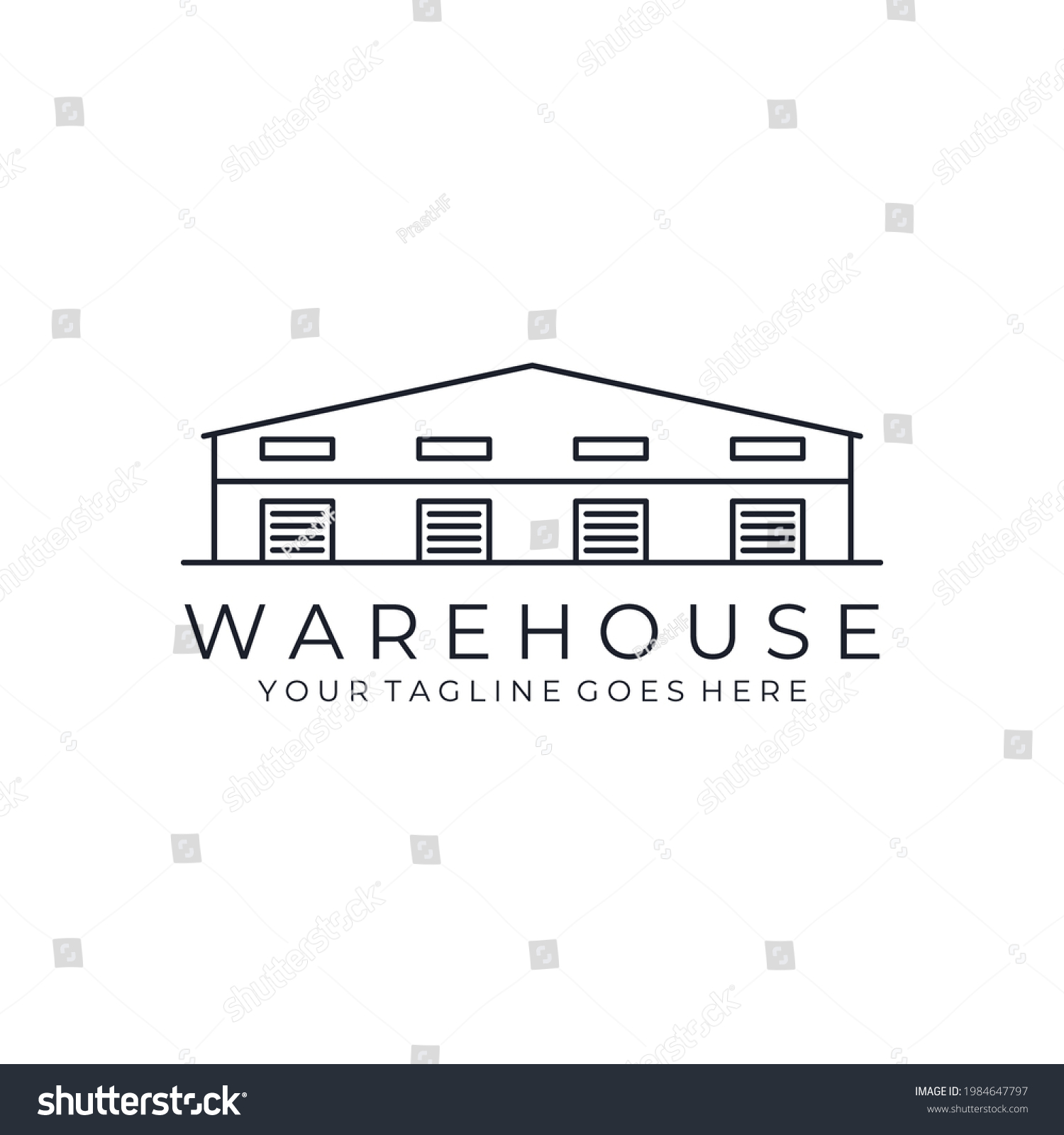 Warehouse Minimalist Line Art Outline Logo Stock Vector (Royalty Free ...