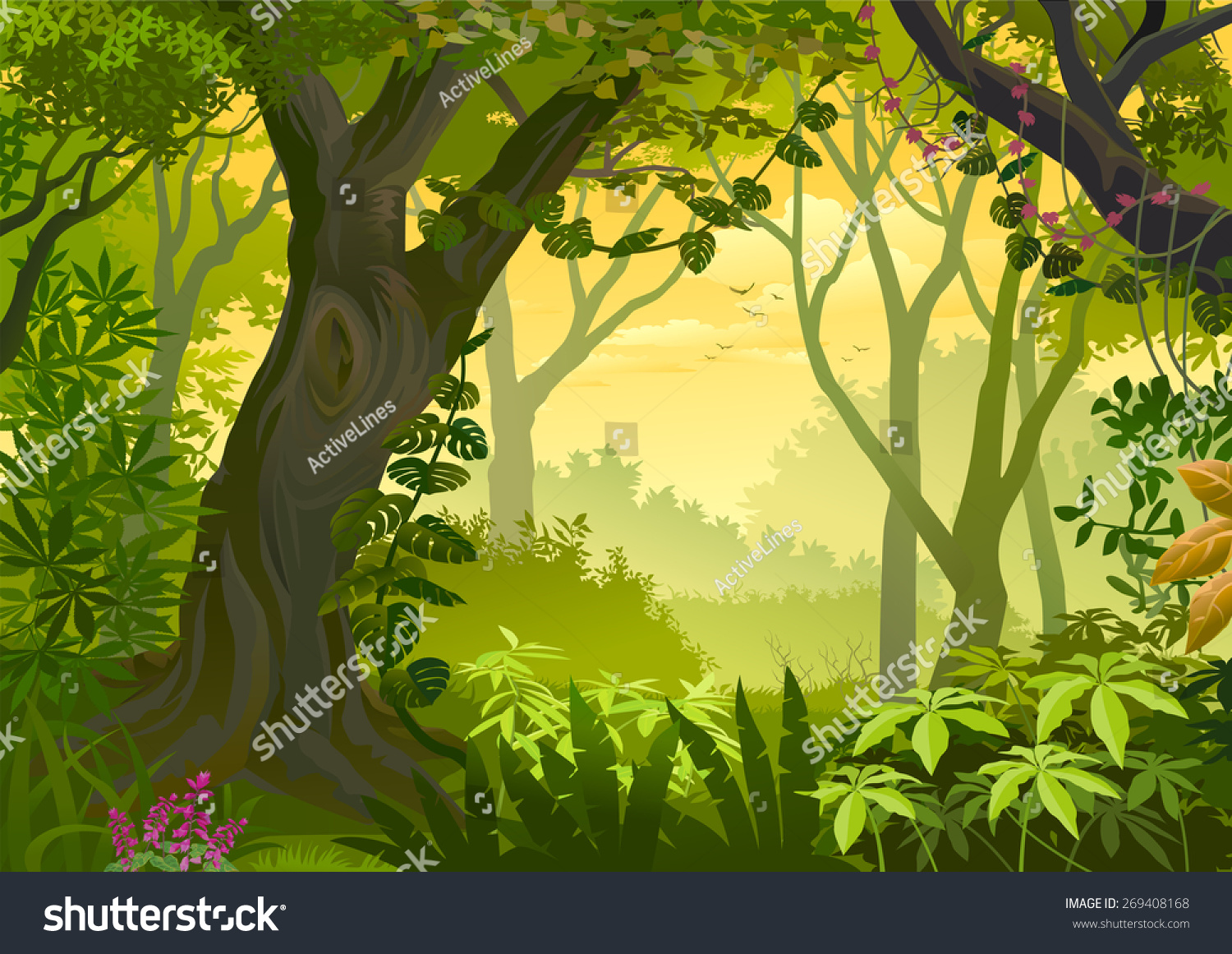 Warm Climatic Jungle Illustration - 269408168 : Shutterstock