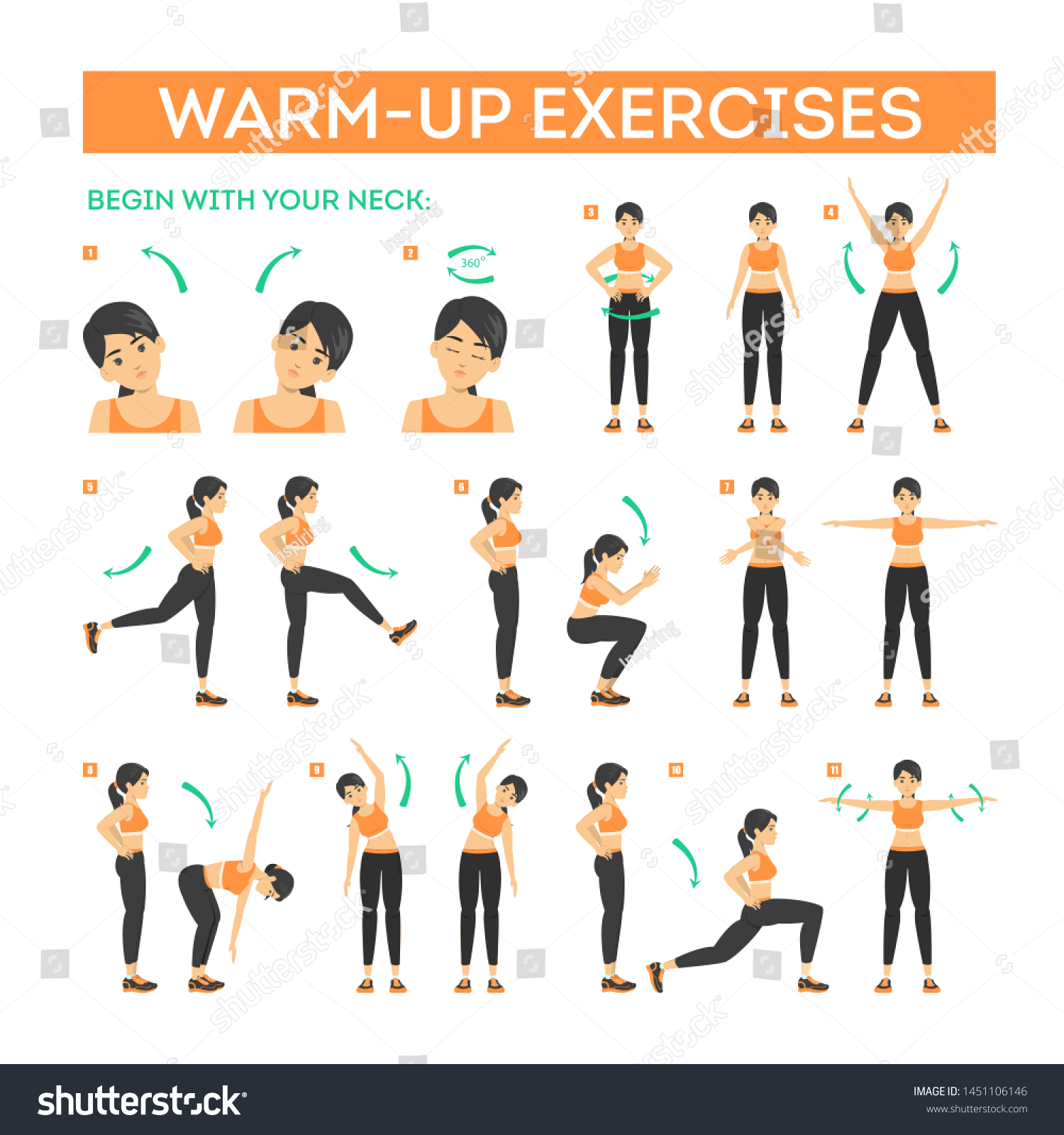 Warmup Exercise Set Before Workout Stretch Stock Vector Royalty Free