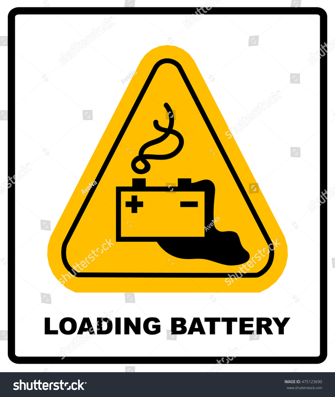 Warning Battery Charging Sign Yellow Triangle Stock Vector (Royalty ...