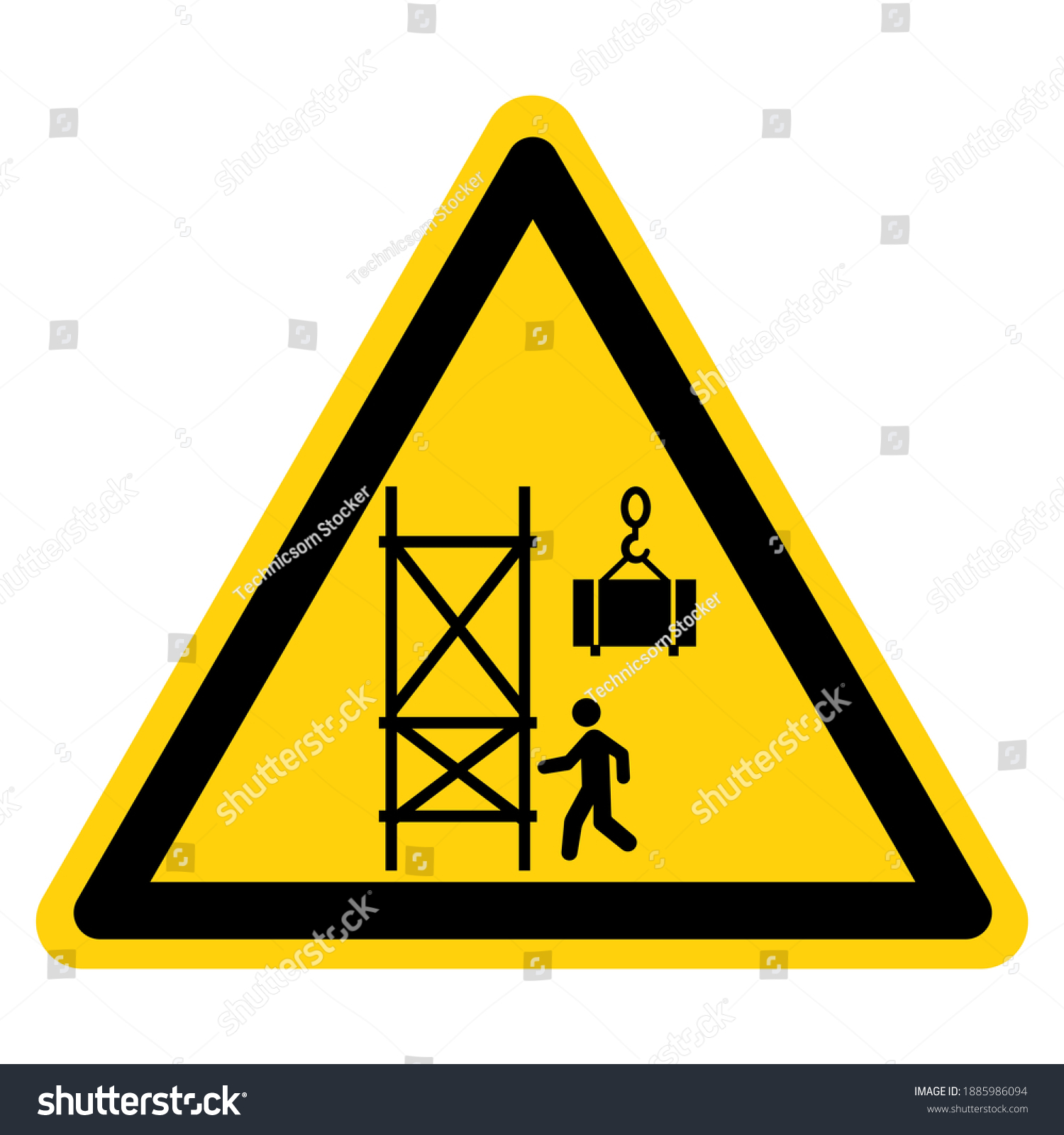 Warning Crane Operating Overhead Stay Out Stock Vector Royalty Free 1885986094 Shutterstock 6126