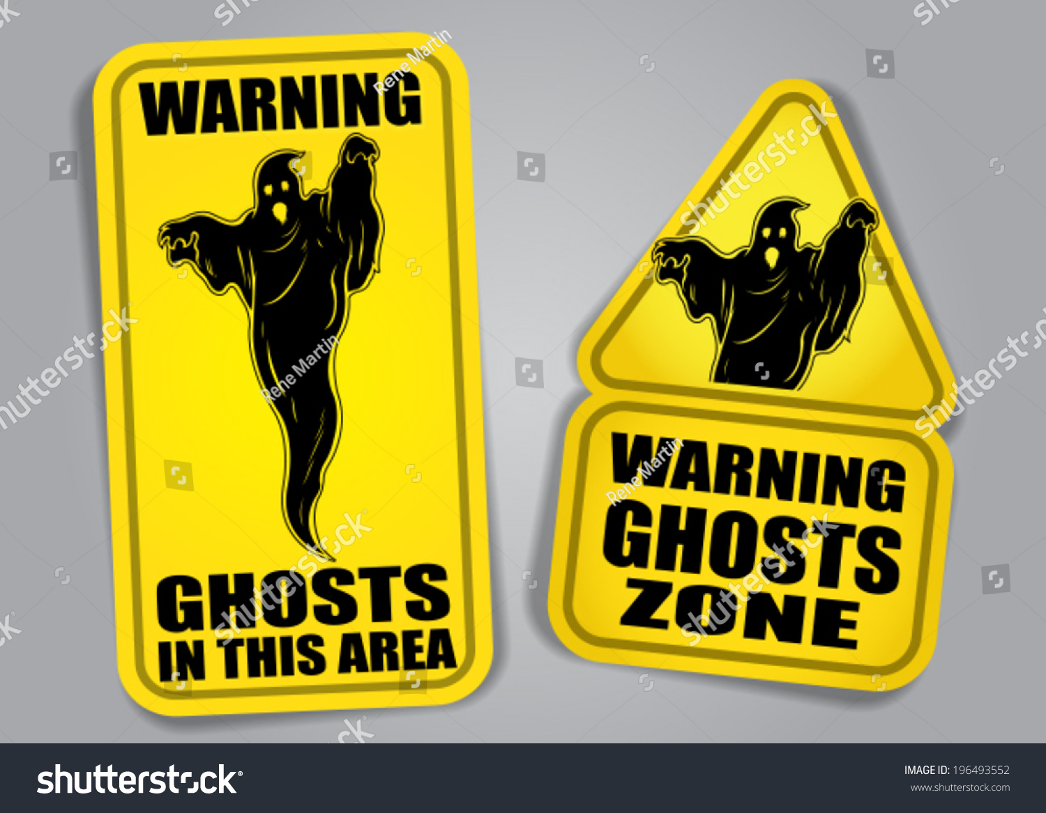 Warning Ghosts This Area Sign Stock Vector Royalty Free 196493552