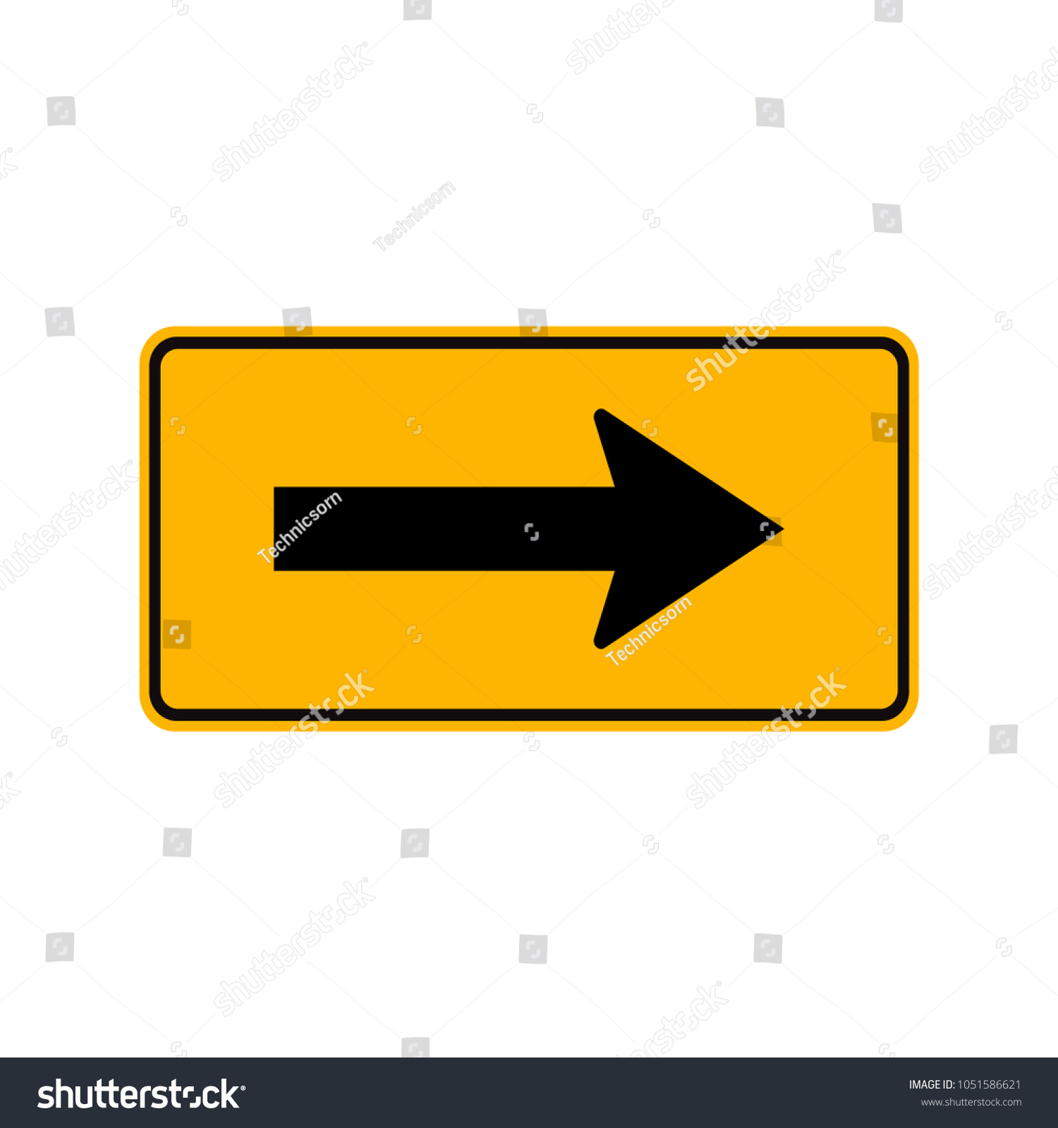 Warning Go Right By Arrows Traffic Stock Vector Royalty Free