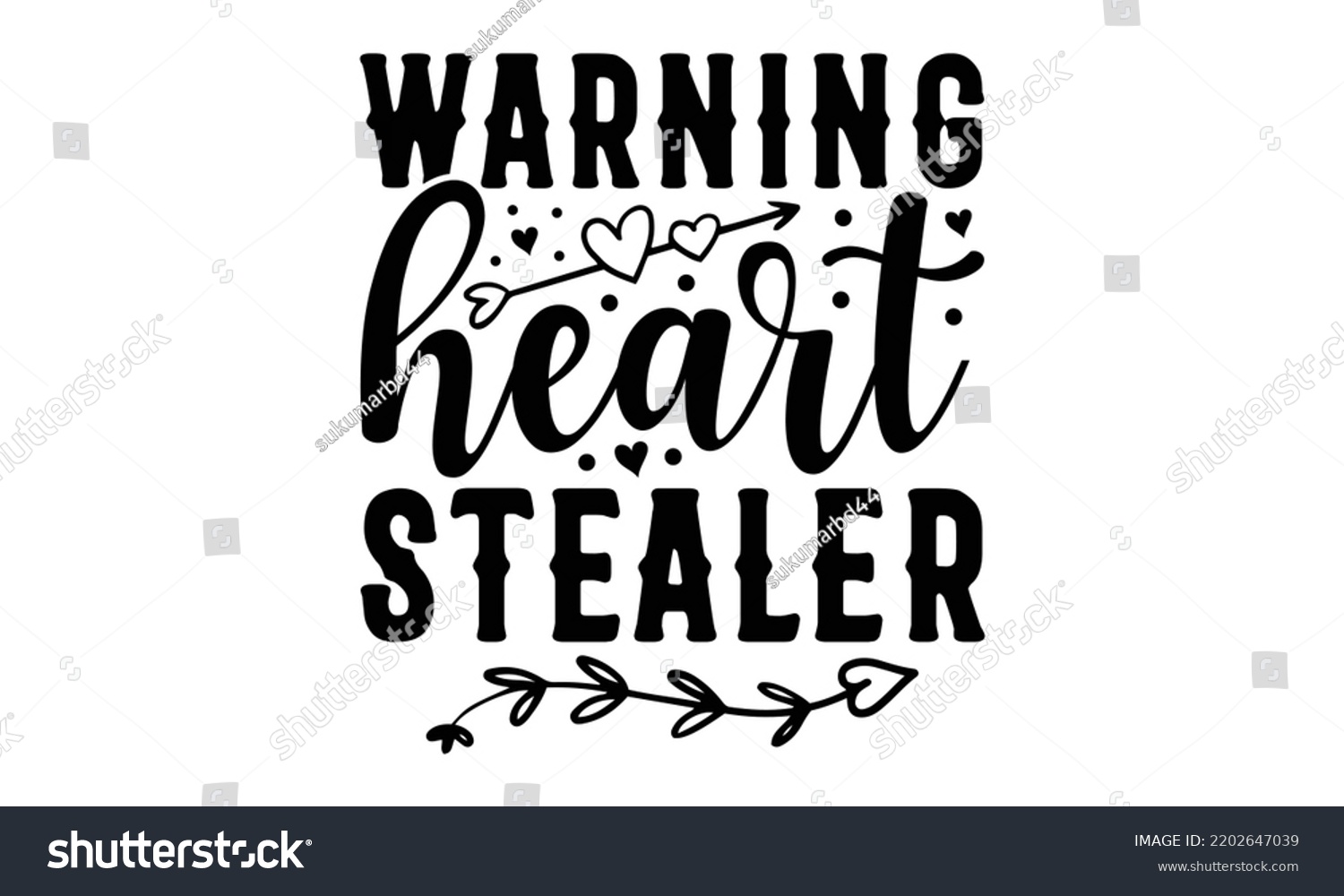 SVG of Warning Heart Stealer - Valentine's Day t shirt design, Hand drawn lettering phrase isolated on white background, Valentine's Day 2023 quotes svg design. svg