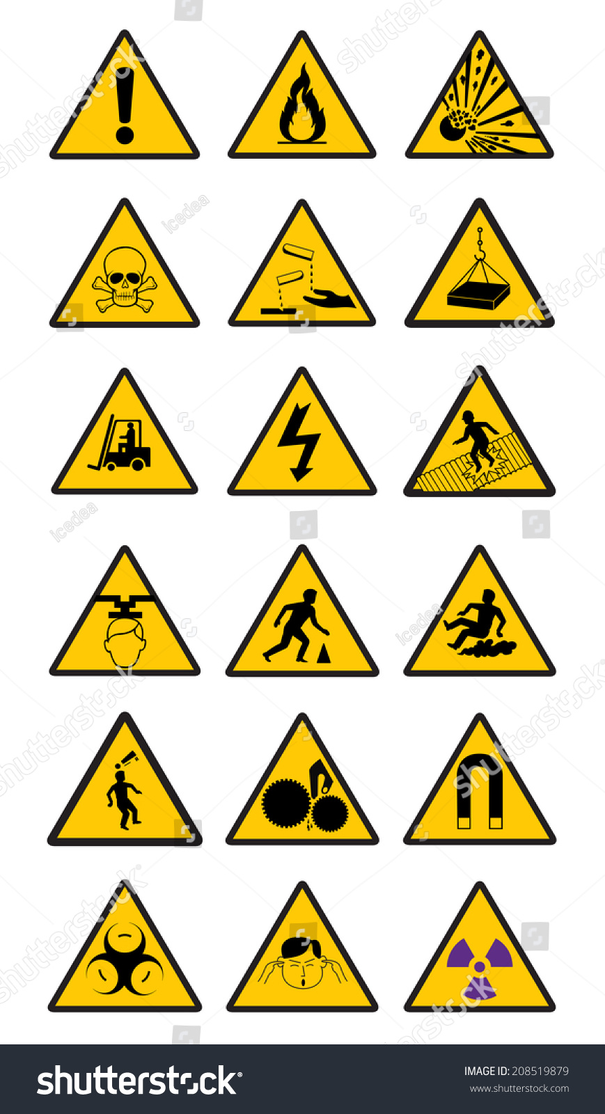 Warning Safety Signs Vector Stock Vector (Royalty Free) 208519879