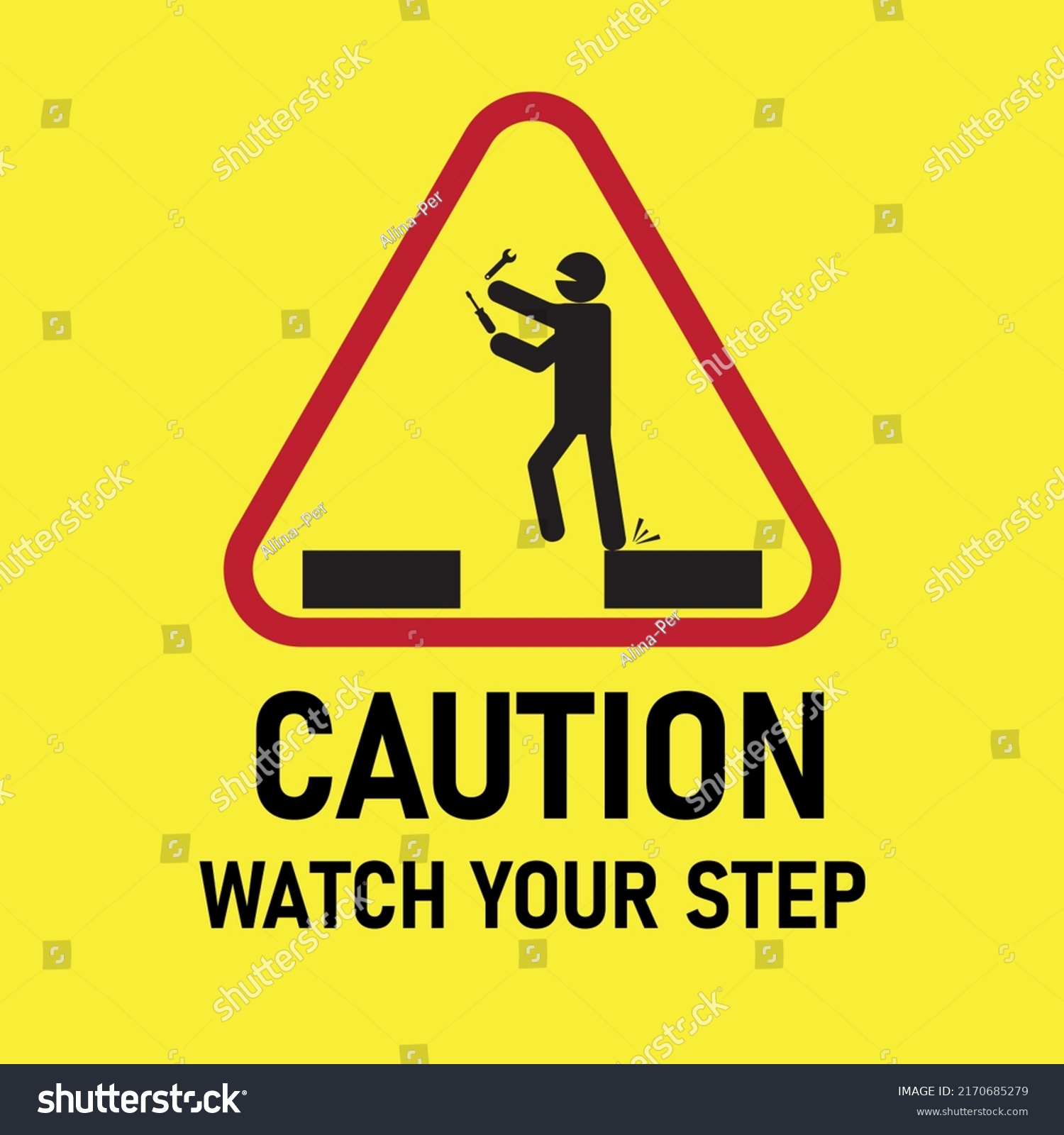 Warning Sign Caution Watch Your Step Stock Vector Royalty Free