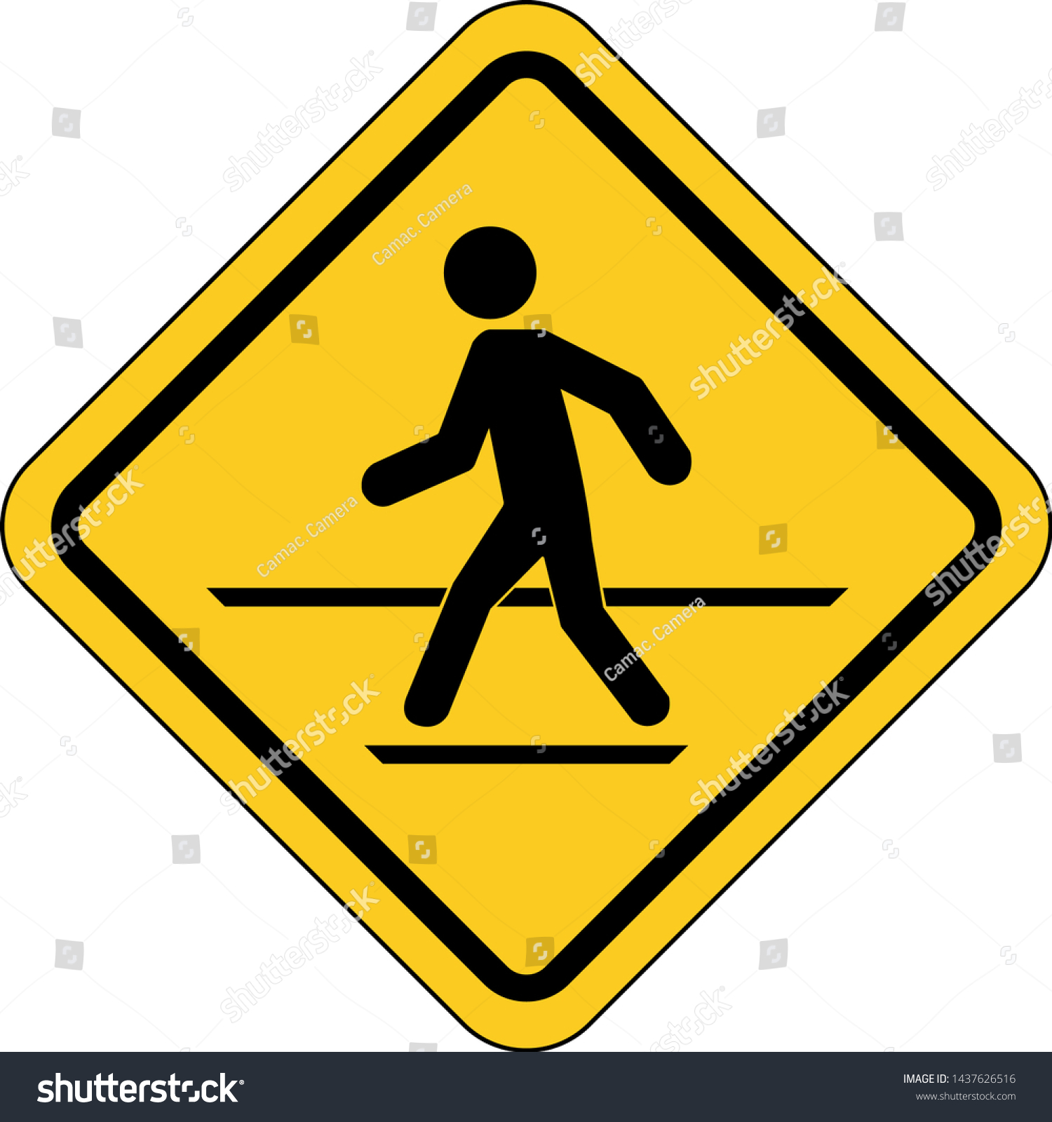 Warning Sign Watch Out People Crossing Stock Vector (Royalty Free ...