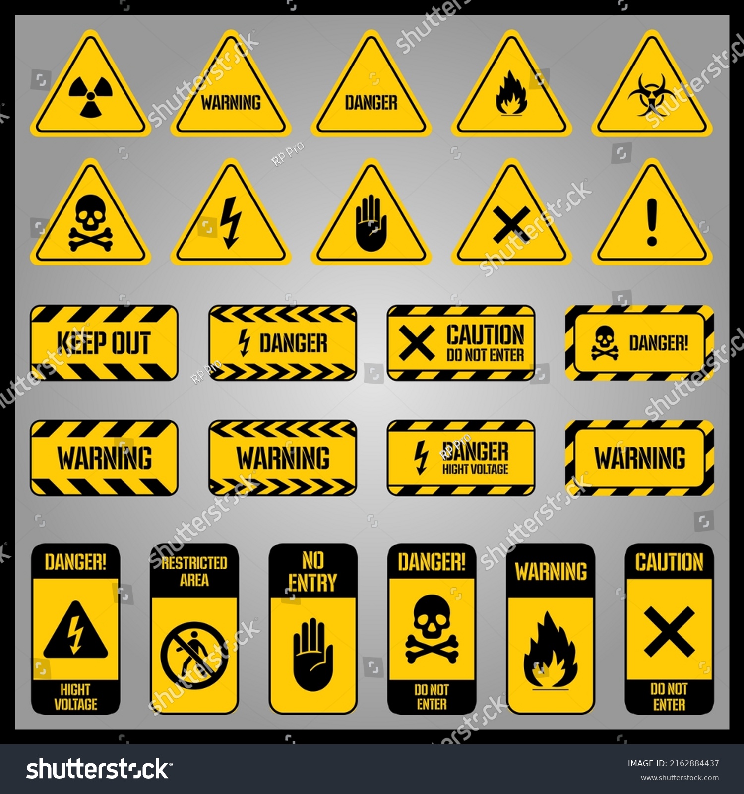 Warning Signs Hazard Warning Yellow Black Stock Vector (Royalty Free ...