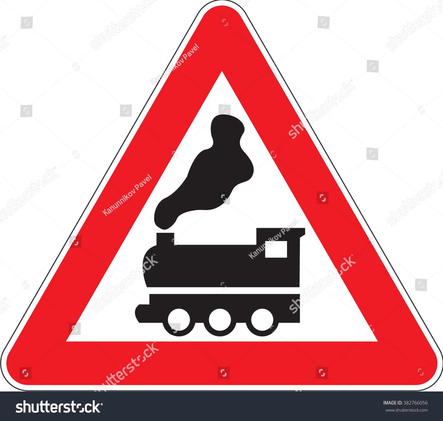 Warning Signs Railway Crossing Without Barrier Stock Vector Royalty Free