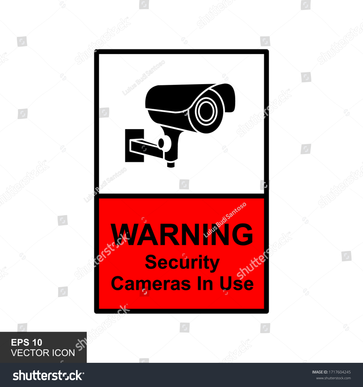 Warning Sticker Security Cctv Camera Surveillance Stock Vector Royalty Free 1717604245 