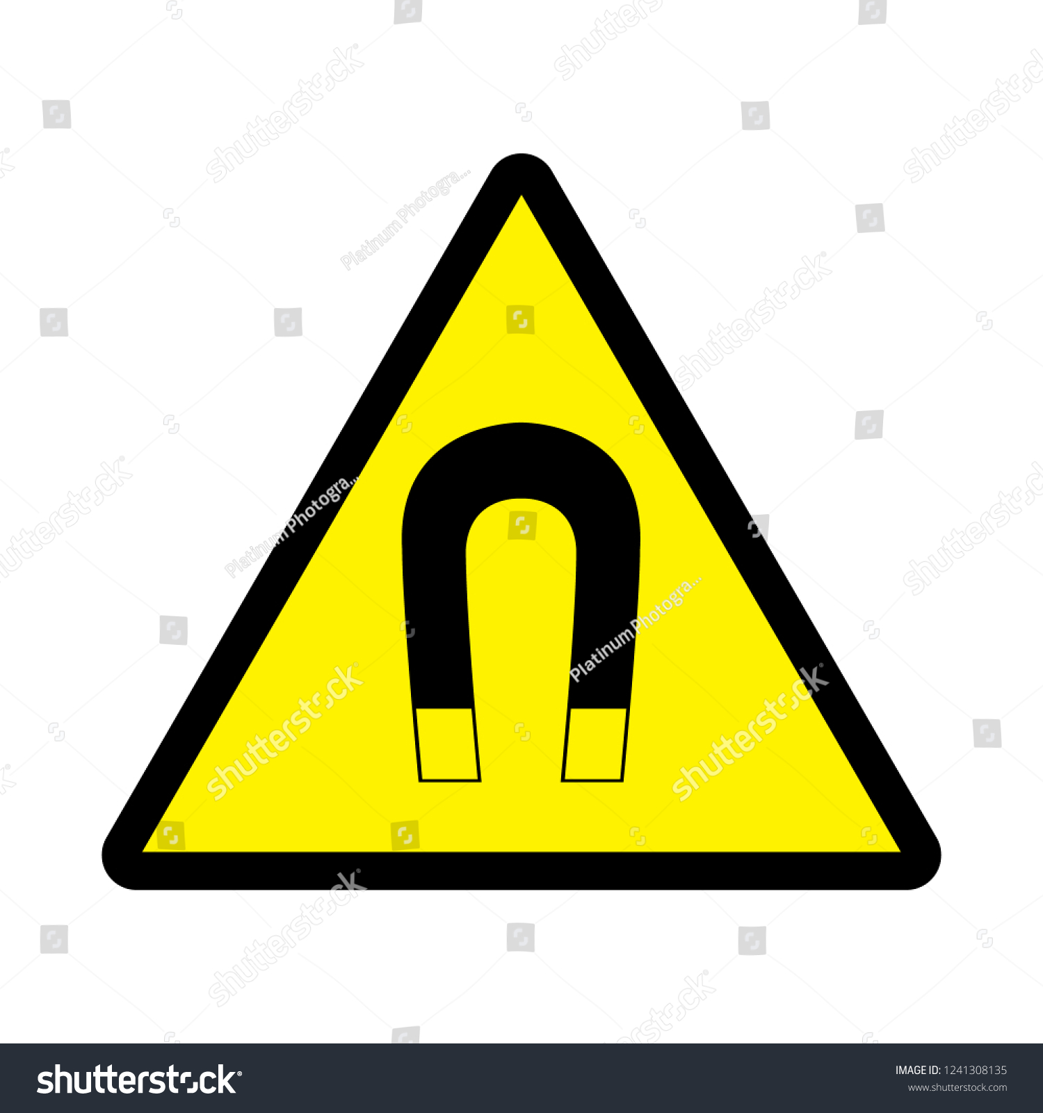 Warning Strong Magnetic Field Attention Sticker Stock Vector (Royalty ...