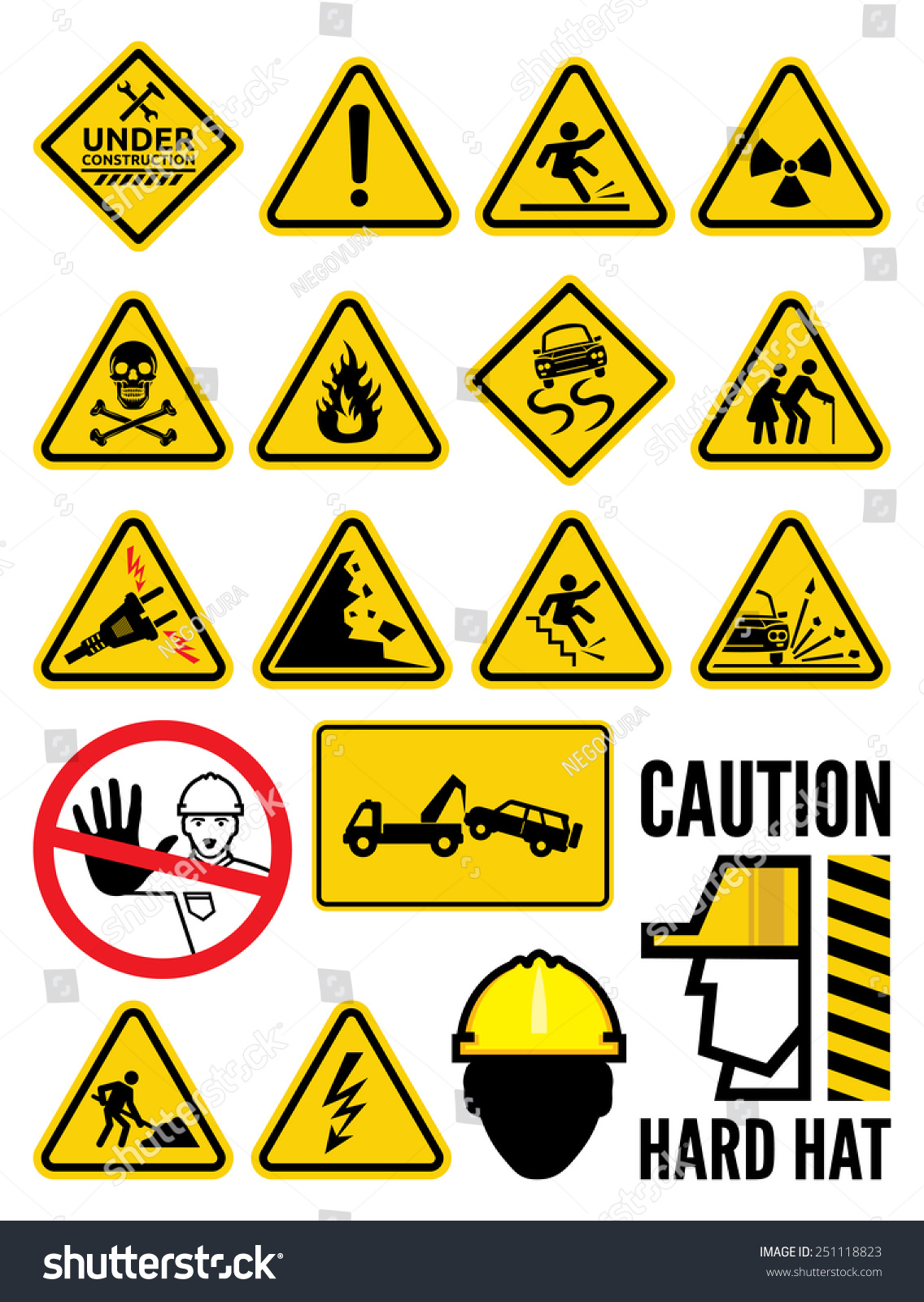 Warning Symbols Set Stock Vector Illustration 251118823 : Shutterstock