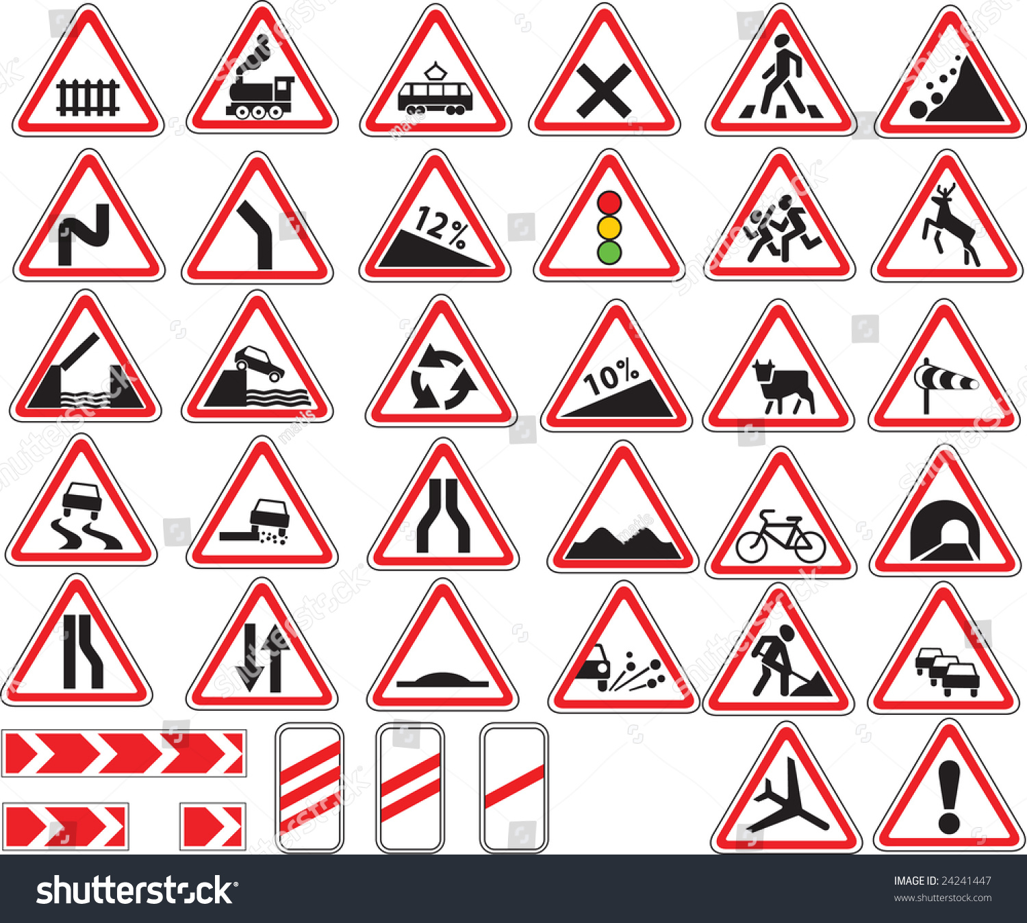 Warning Traffic Signs Stock Vector 24241447 - Shutterstock