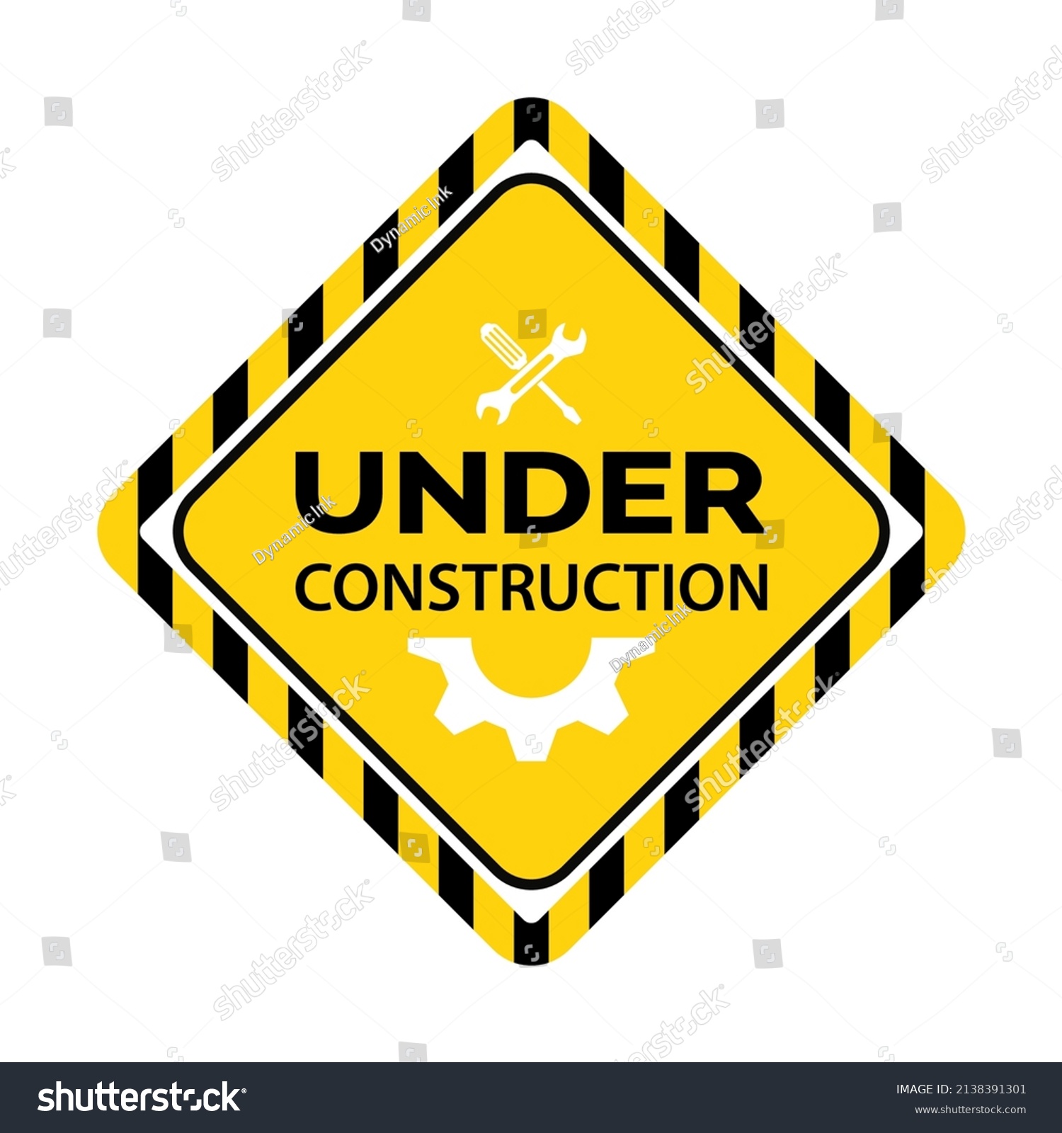 Warning Under Construction Sign Design Vector Stock Vector (royalty 