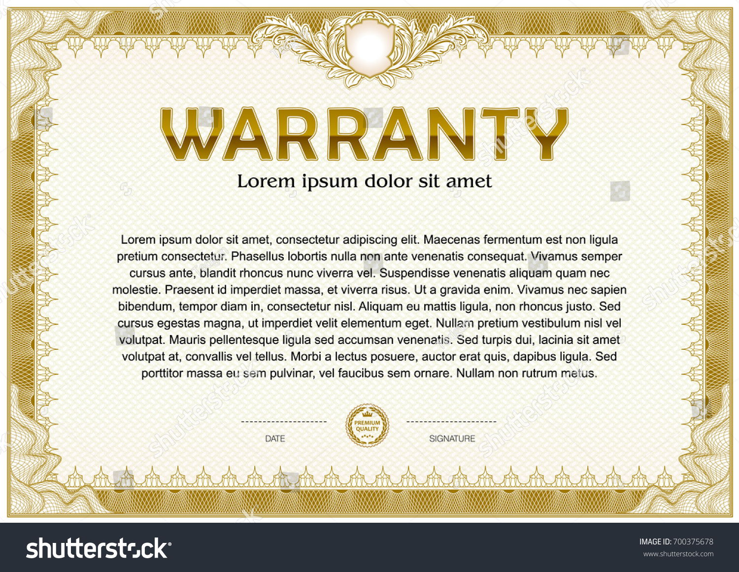 Warranty Blank Template Tangier Frame Border Stock Vector (Royalty Free ...