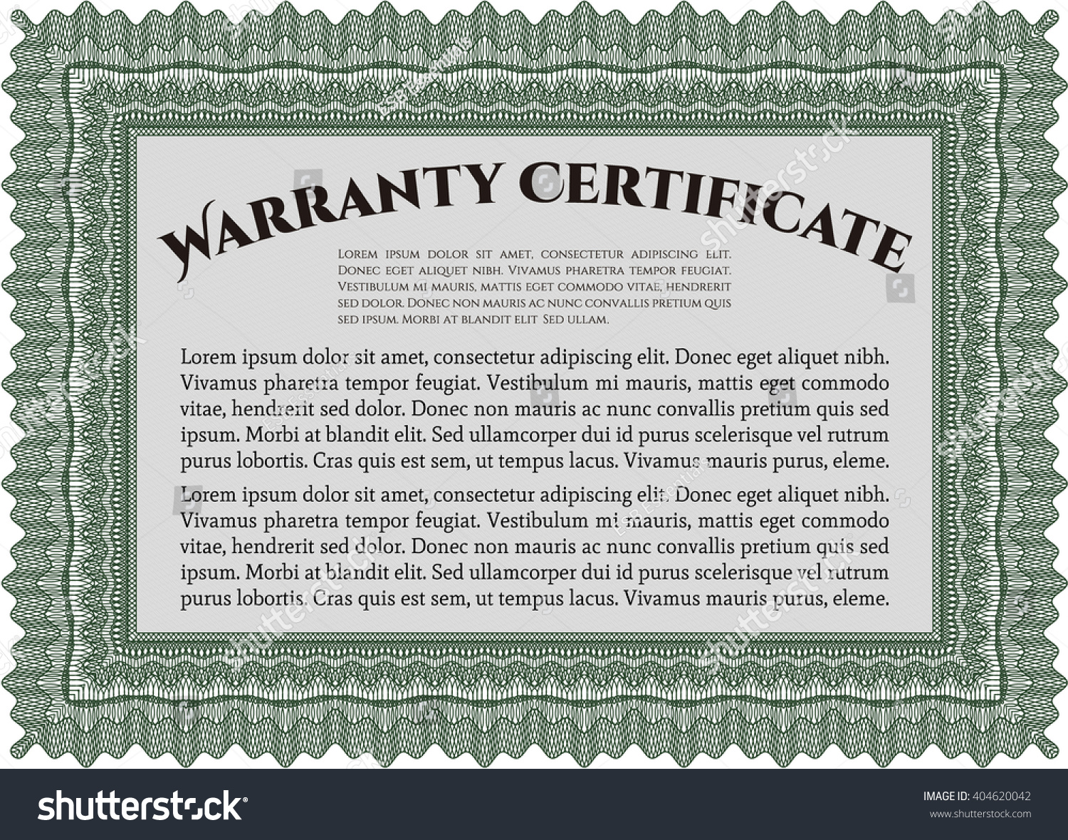 Warranty Certificate Template Nice Design Detailed Stock Vector ...