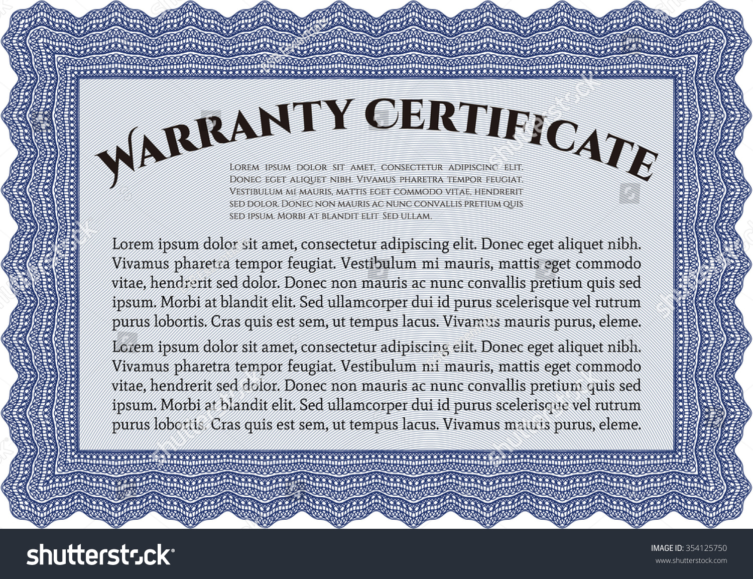 Warranty Certificate Very Detailed Background Complex Stock Vector ...